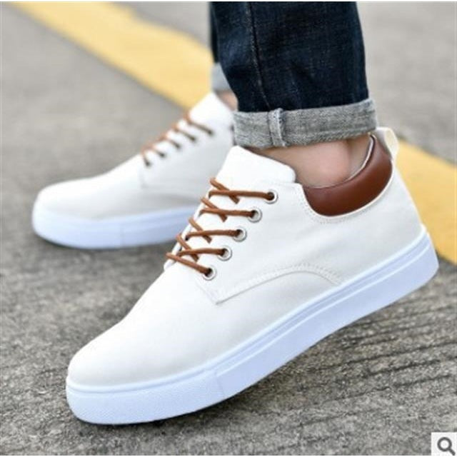 Men's Casual Lace-Up Sneakers | White-1
