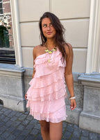 Women's asymmetric ruffle-tier mini summer dress
