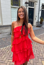 Women's asymmetric ruffle-tier mini summer dress