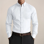 Men's Classic Cotton Button-Up Shirt | Timeless Long Sleeve Casual Dress Shirt 0