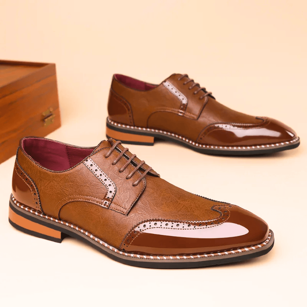 Mens Oxford Brogue Shoes | Wingtip Two-Tone-5