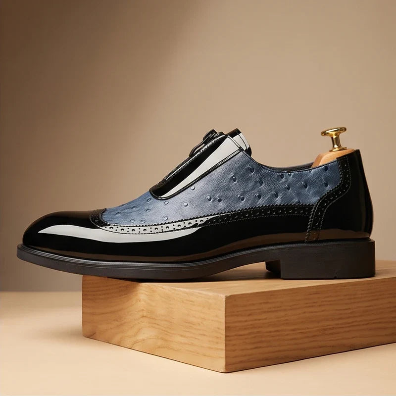 Mens Oxford Loafers | Black White Casual-2