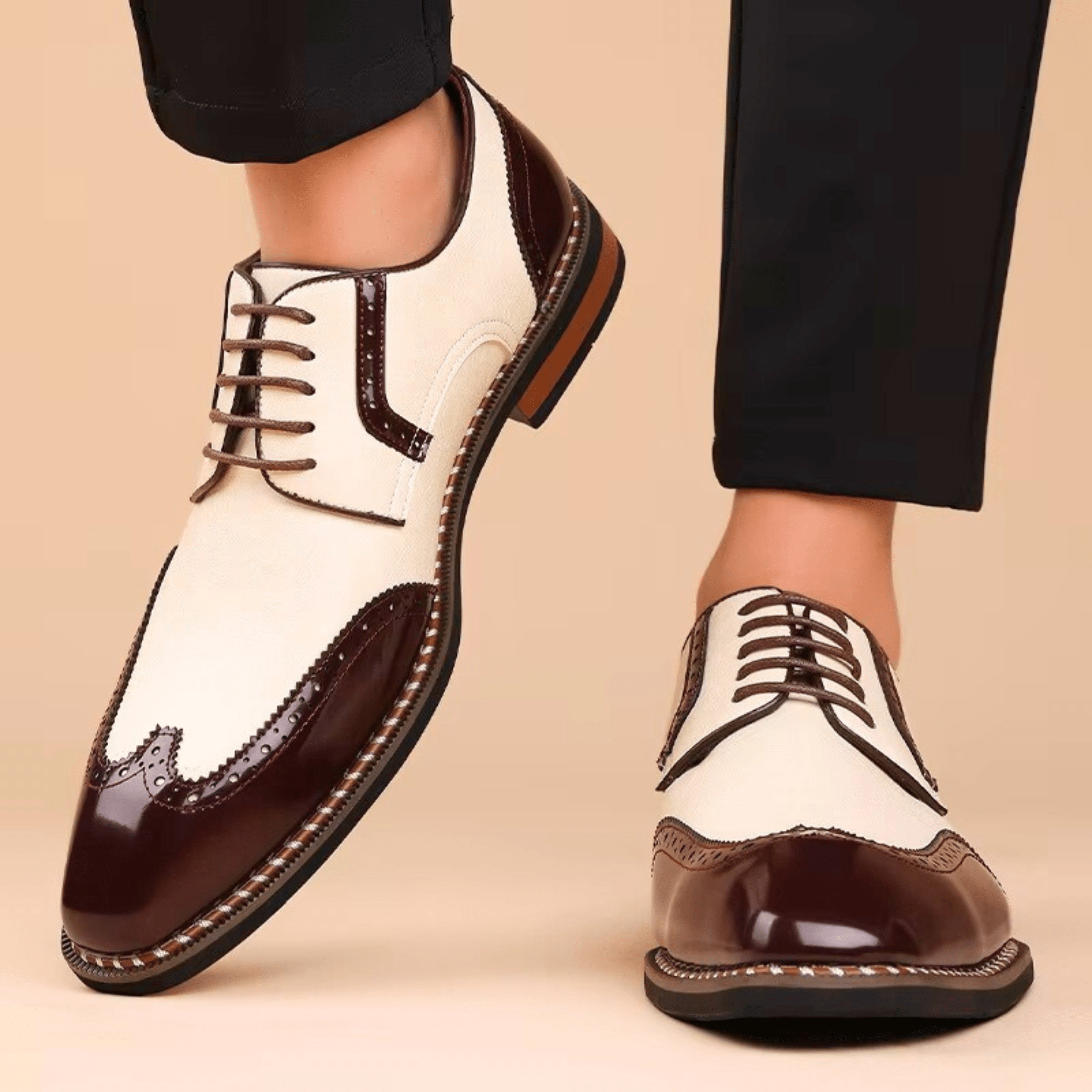 Mens Oxford Brogue Shoes | Wingtip Two-Tone-13