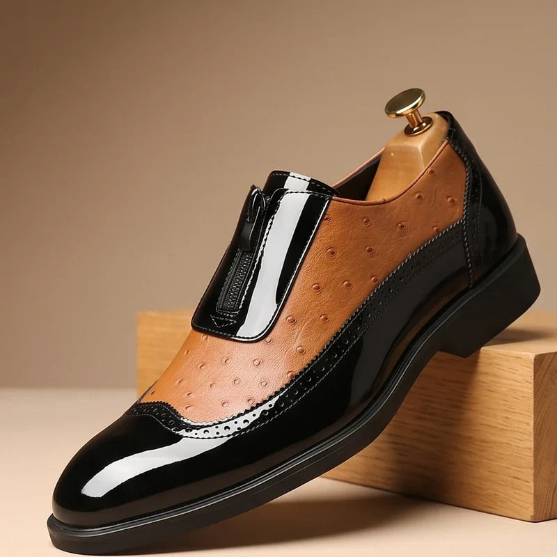Mens Oxford Loafers | Black White Casual-10