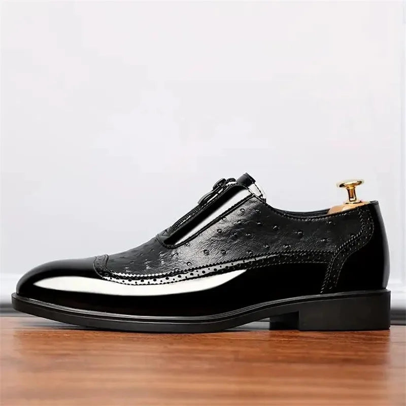 Mens Oxford Loafers | Black White Casual-8