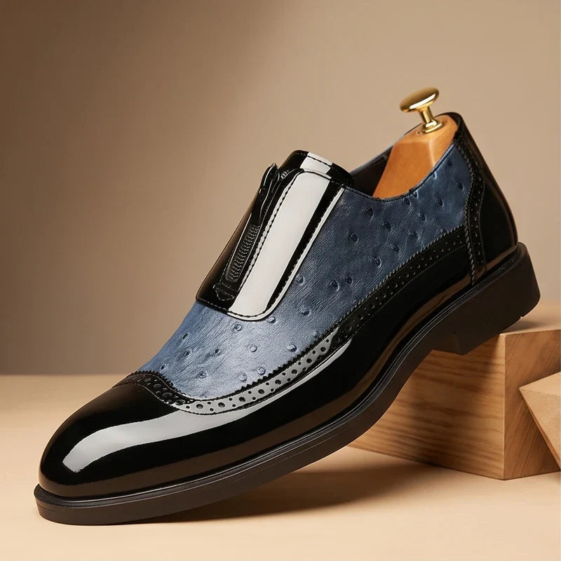 Mens Oxford Loafers | Black White Casual-1