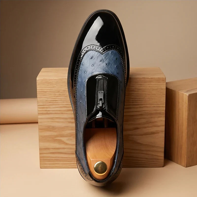 Mens Oxford Loafers | Black White Casual-4