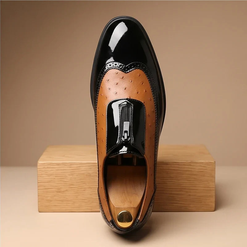 Mens Oxford Loafers | Black White Casual-12