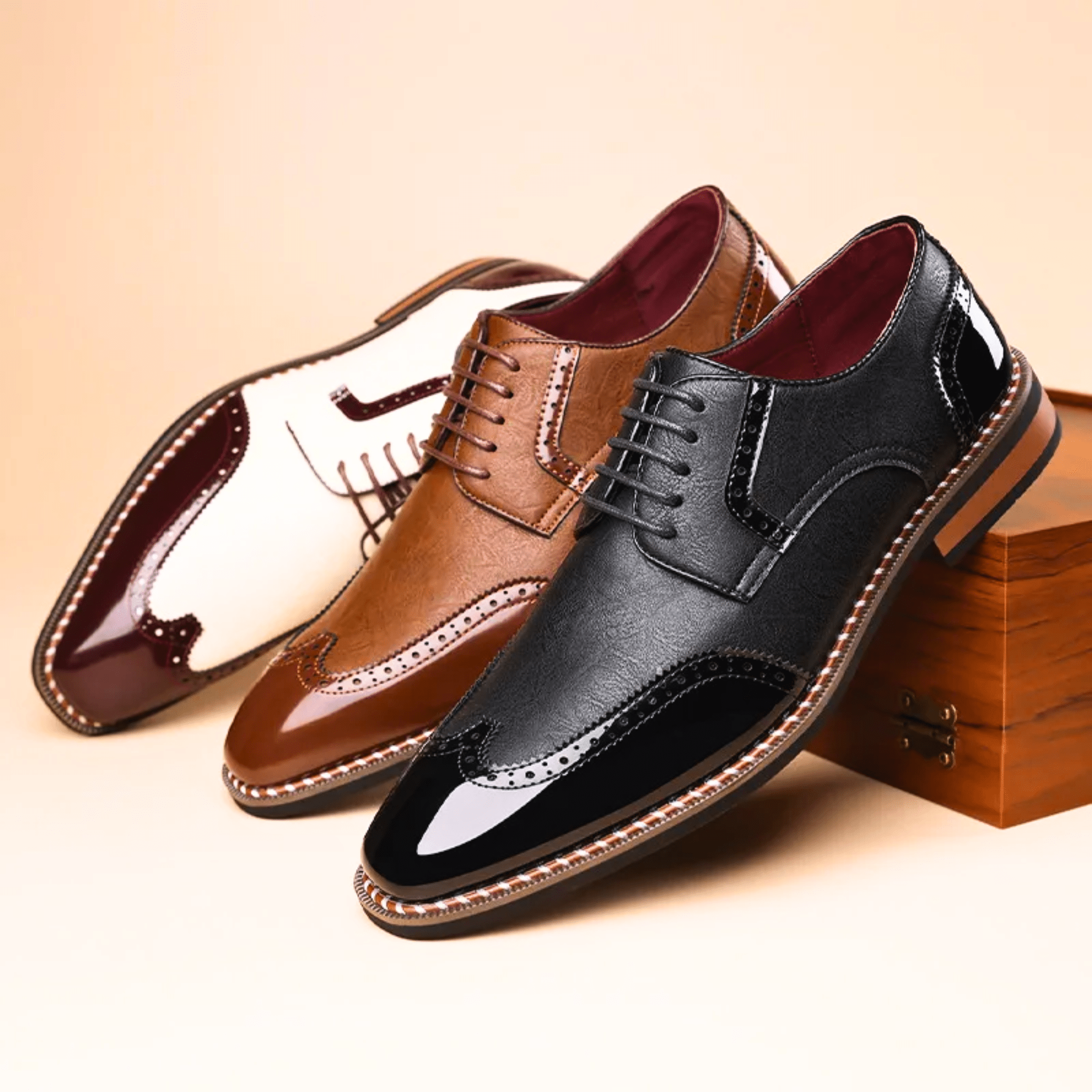 Mens Oxford Brogue Shoes | Wingtip Two-Tone-11