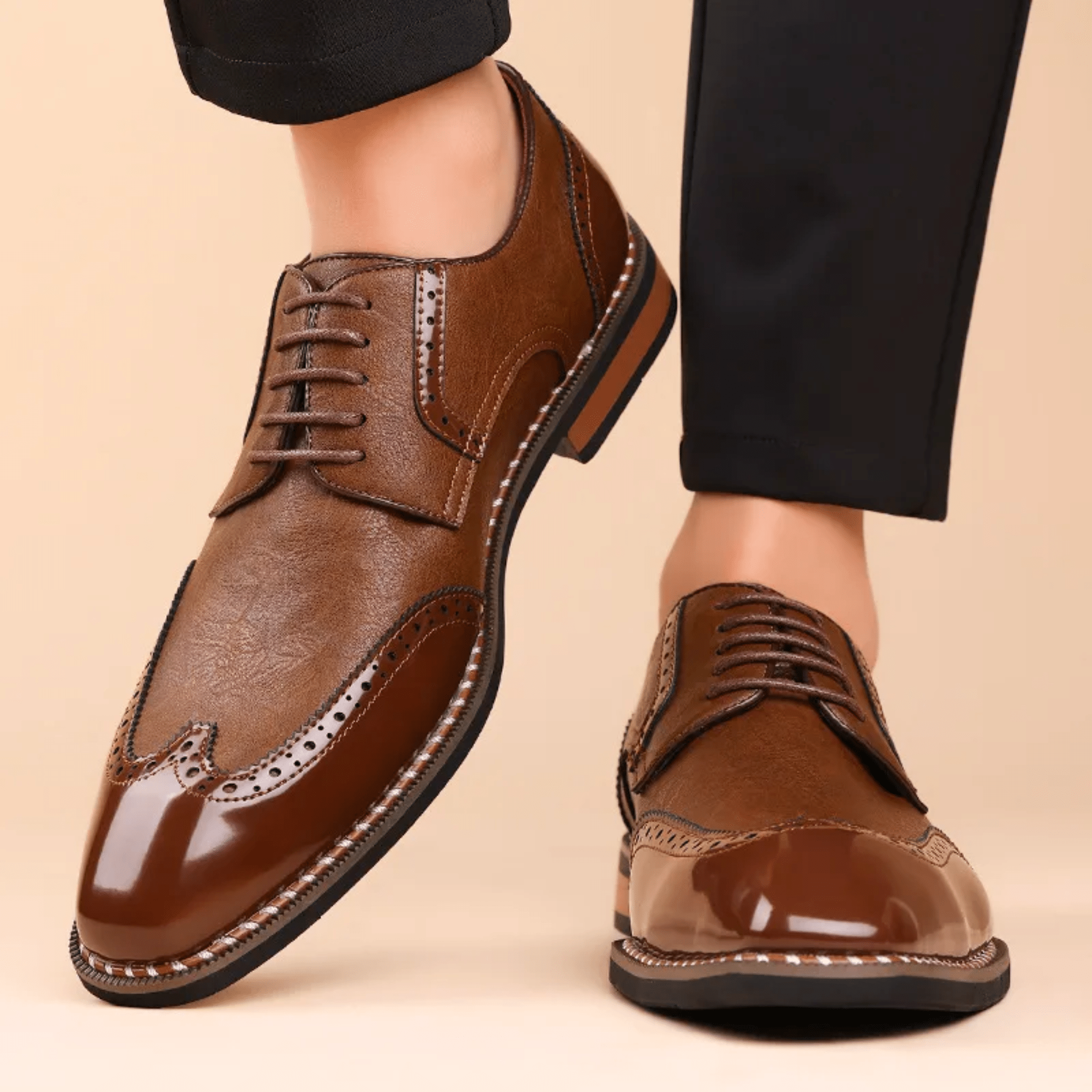 Mens Oxford Brogue Shoes | Wingtip Two-Tone-15