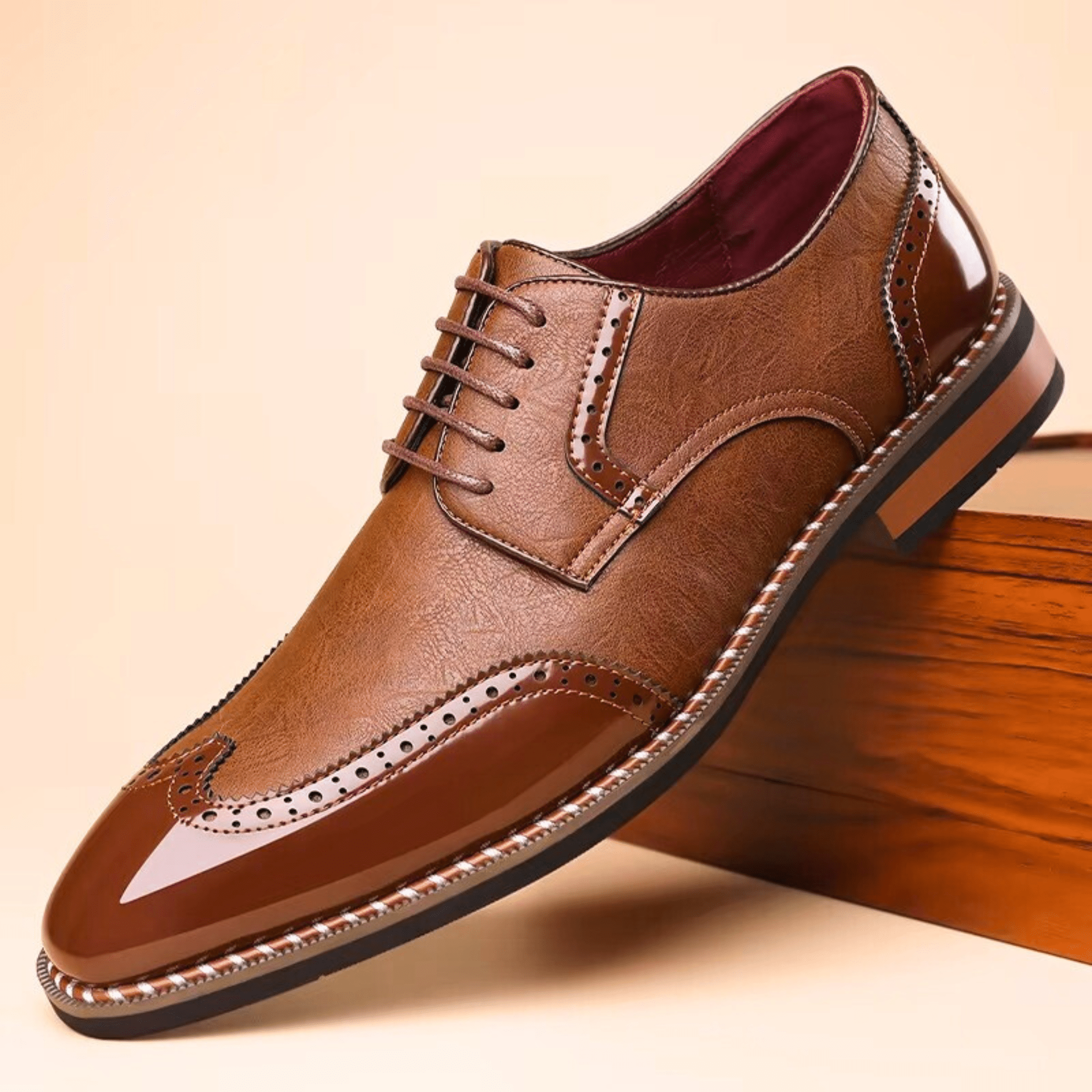 Mens Oxford Brogue Shoes | Wingtip Two-Tone-4