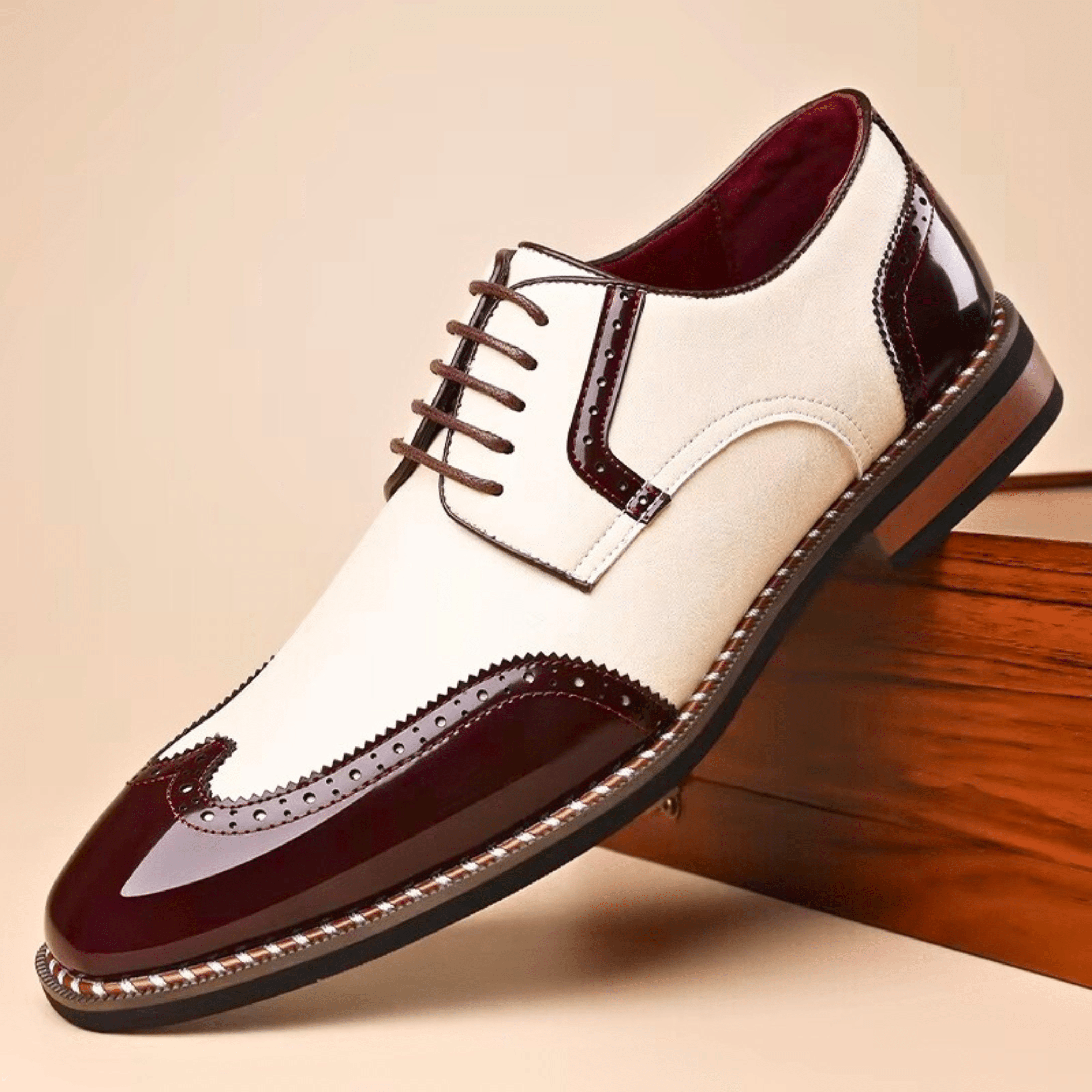 Mens Oxford Brogue Shoes | Wingtip Two-Tone-1