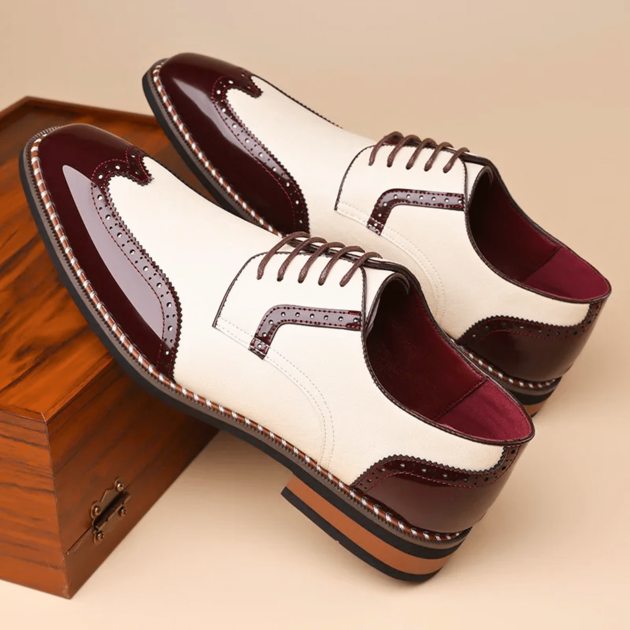 Mens Oxford Brogue Shoes | Wingtip Two-Tone-3