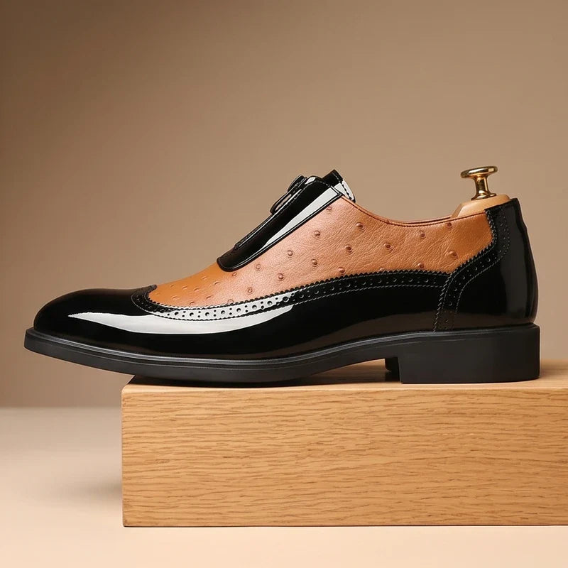 Mens Oxford Loafers | Black White Casual-11