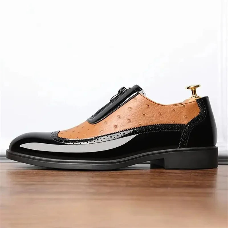 Mens Oxford Loafers | Black White Casual-9