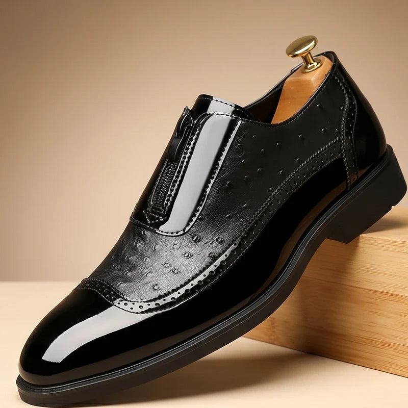 Mens Oxford Loafers | Black White Casual-5