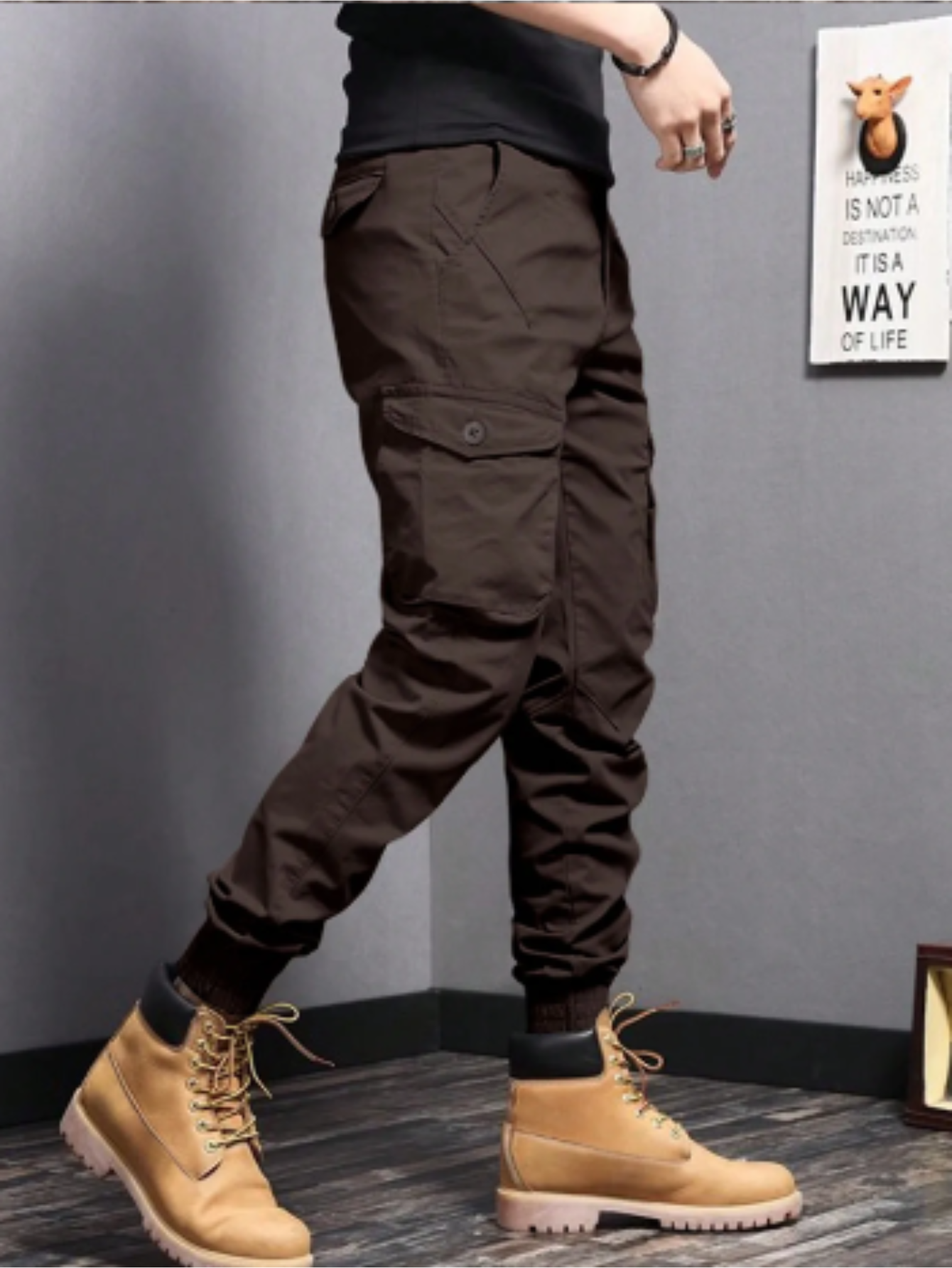 Mens Cargo Pants | Tapered Fit Wide Leg-2