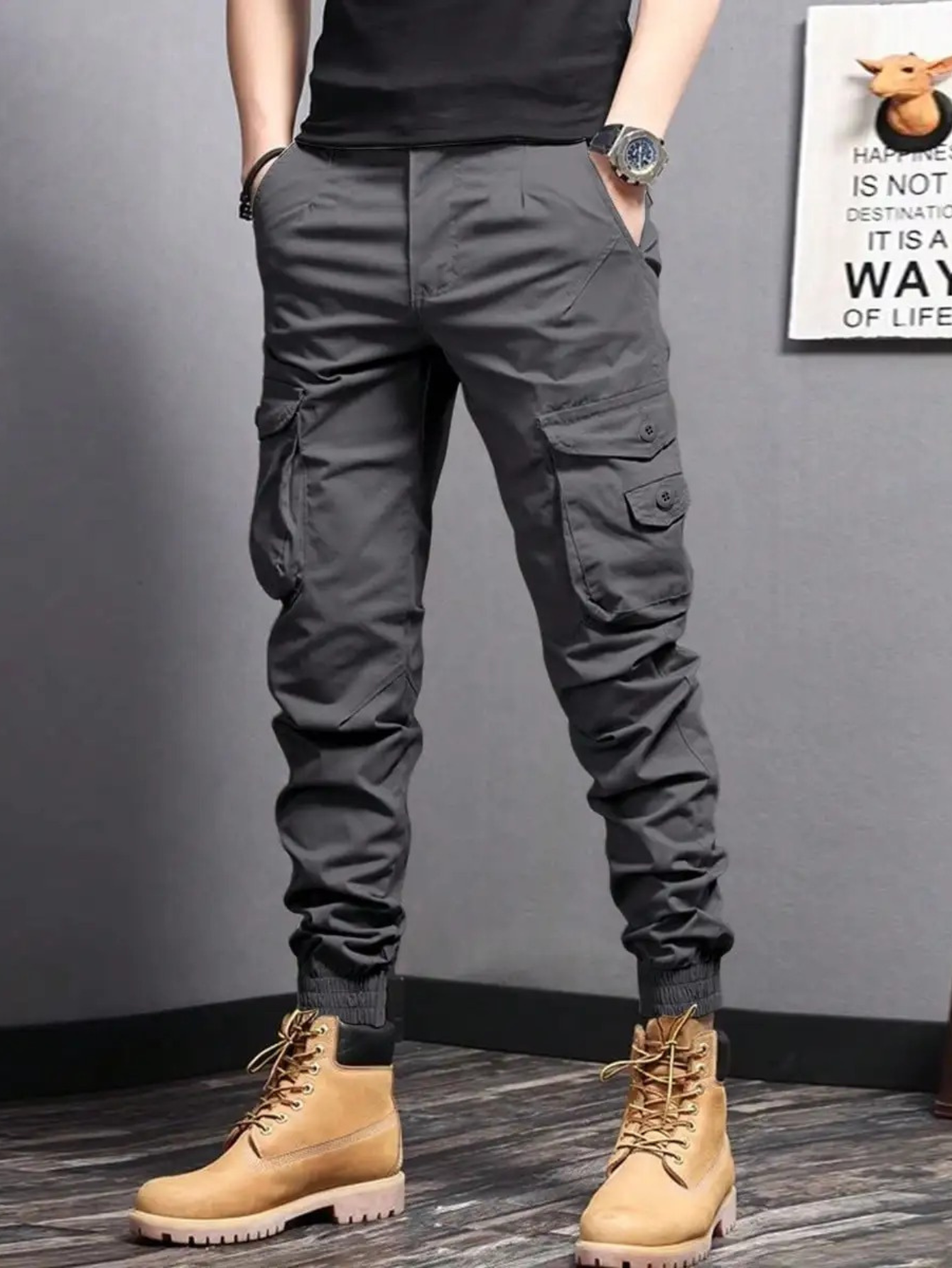 Mens Cargo Pants | Tapered Fit Wide Leg-23