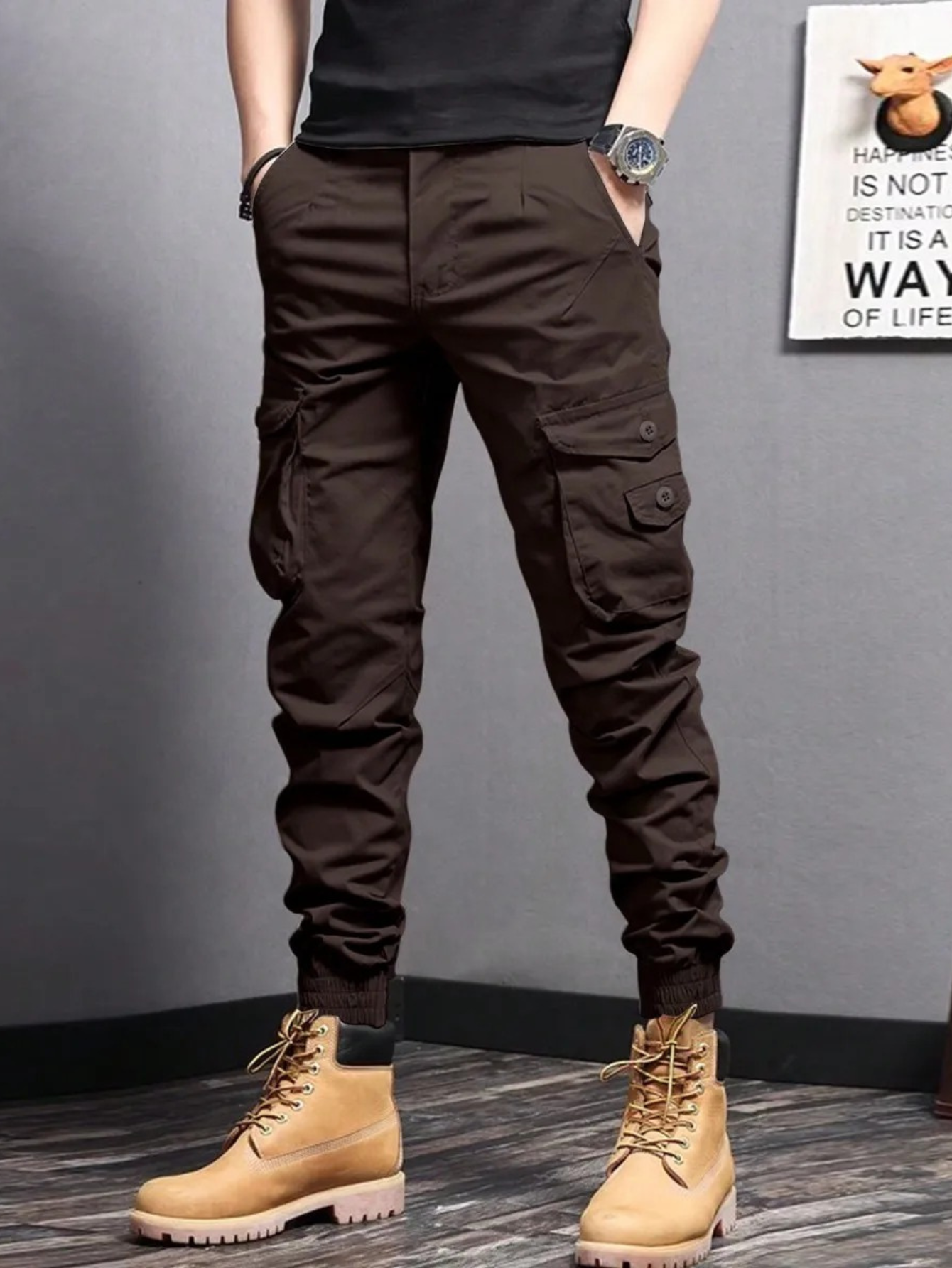 Mens Cargo Pants | Tapered Fit Wide Leg-26