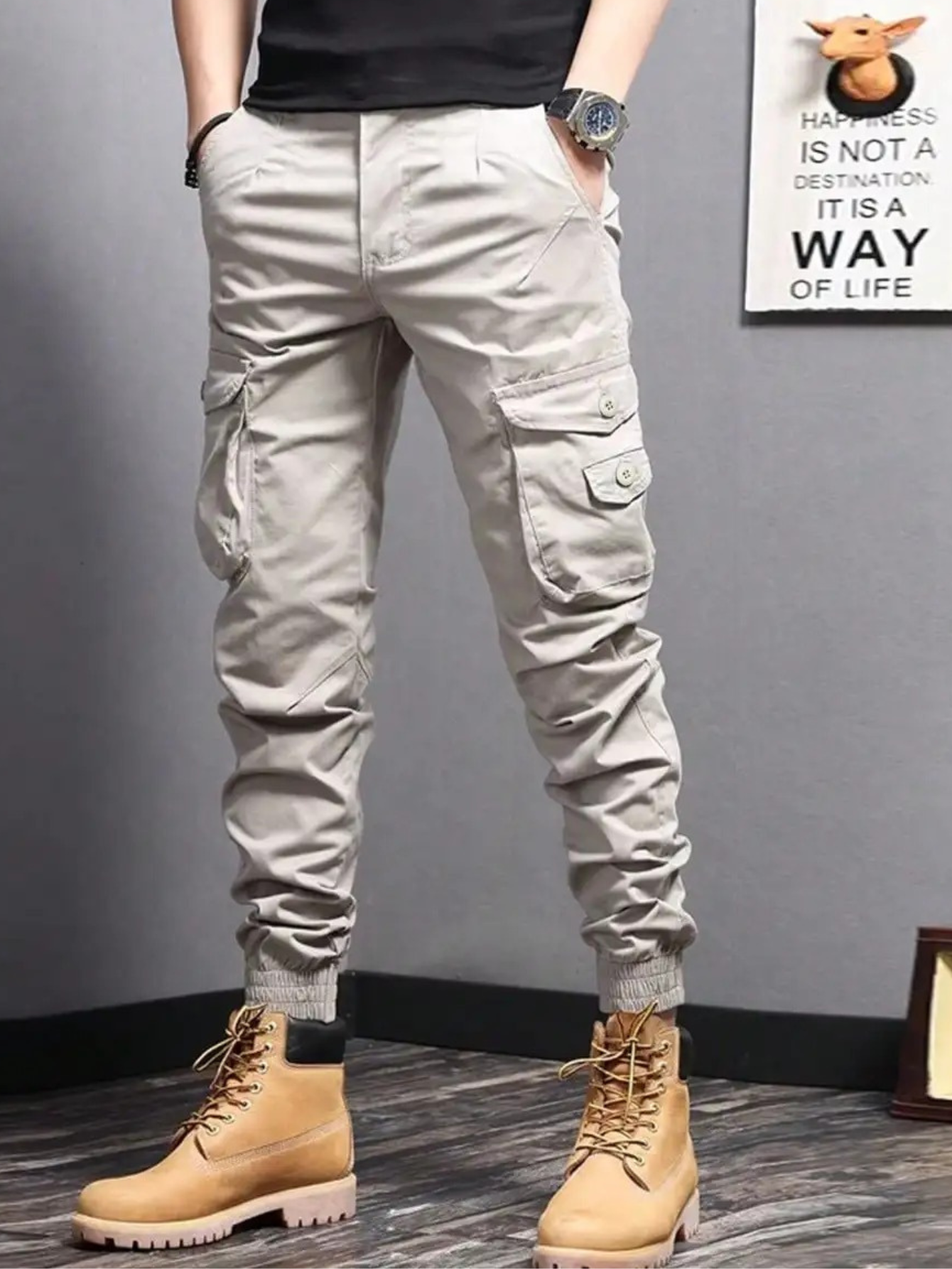 Mens Cargo Pants | Tapered Fit Wide Leg-24