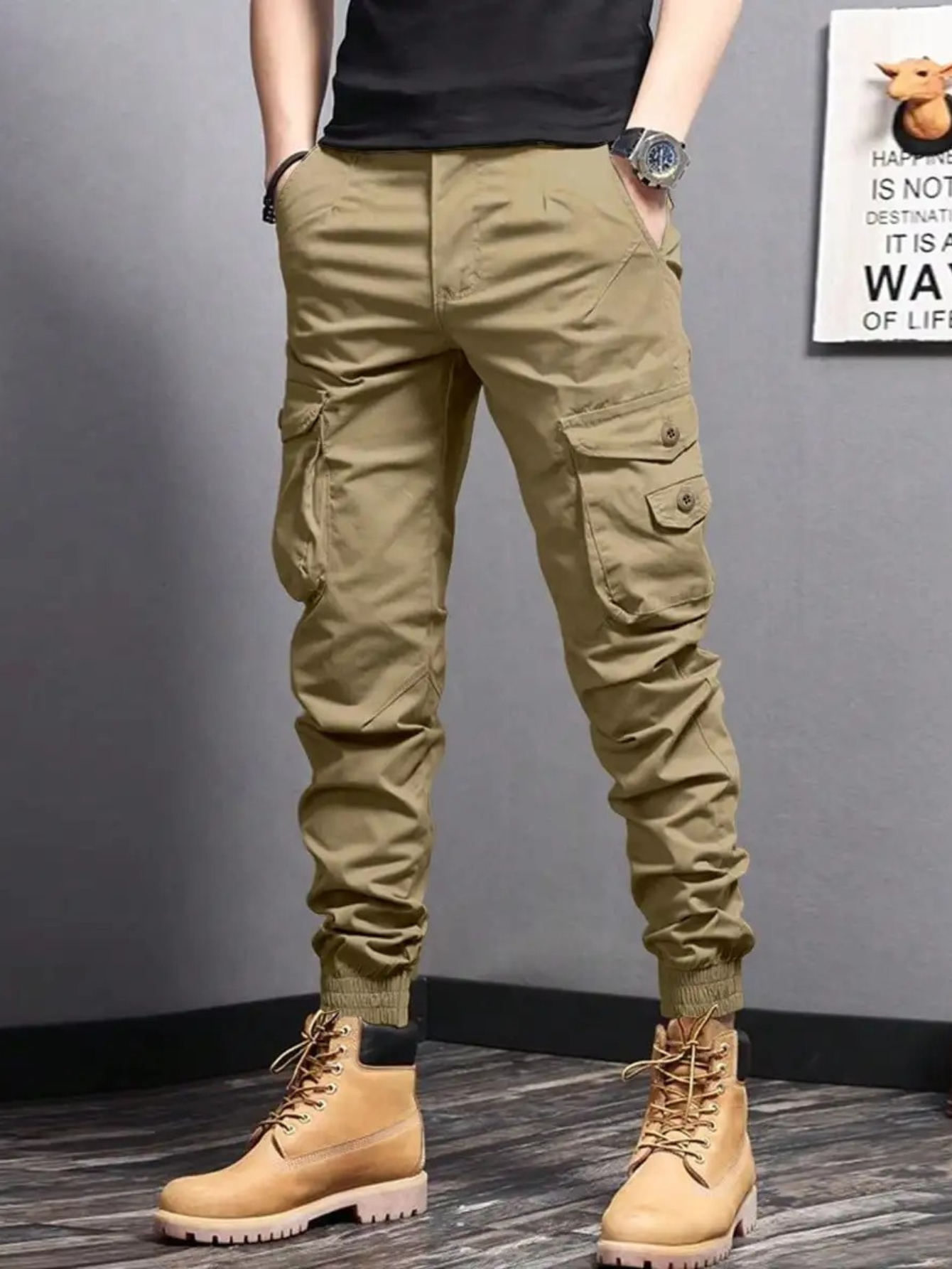 Mens Cargo Pants | Tapered Fit Wide Leg-19