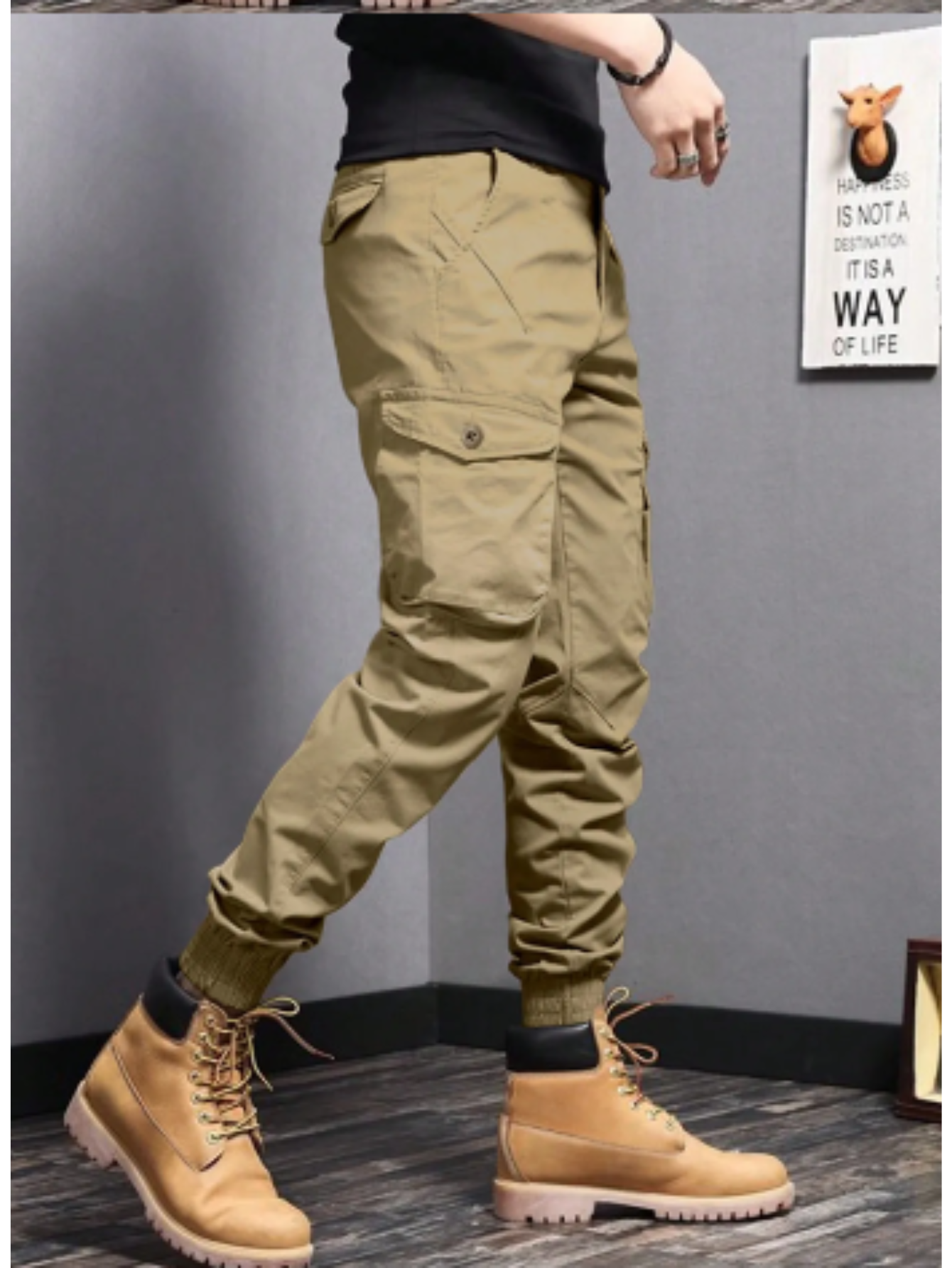 Mens Cargo Pants | Tapered Fit Wide Leg-5