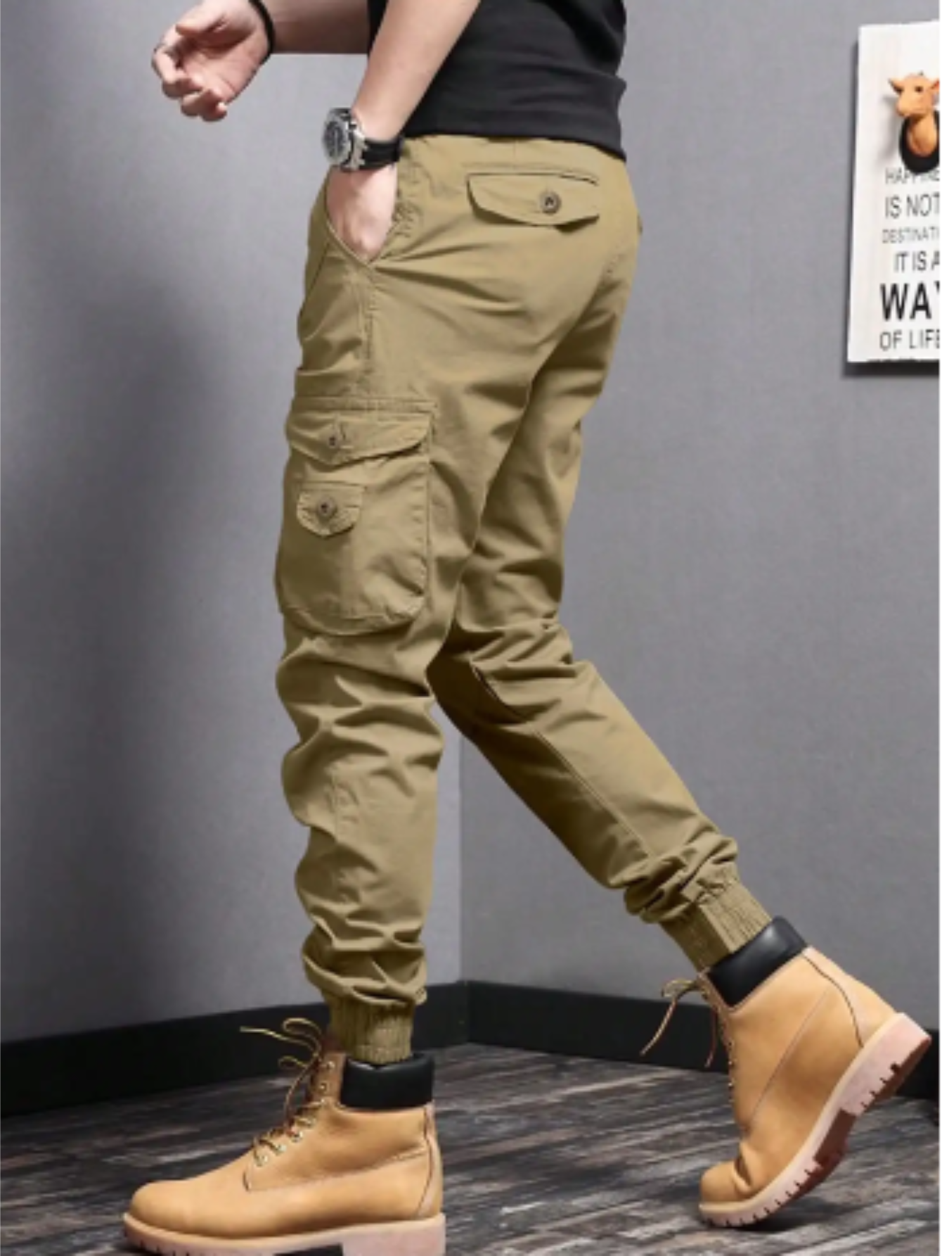 Mens Cargo Pants | Tapered Fit Wide Leg-4