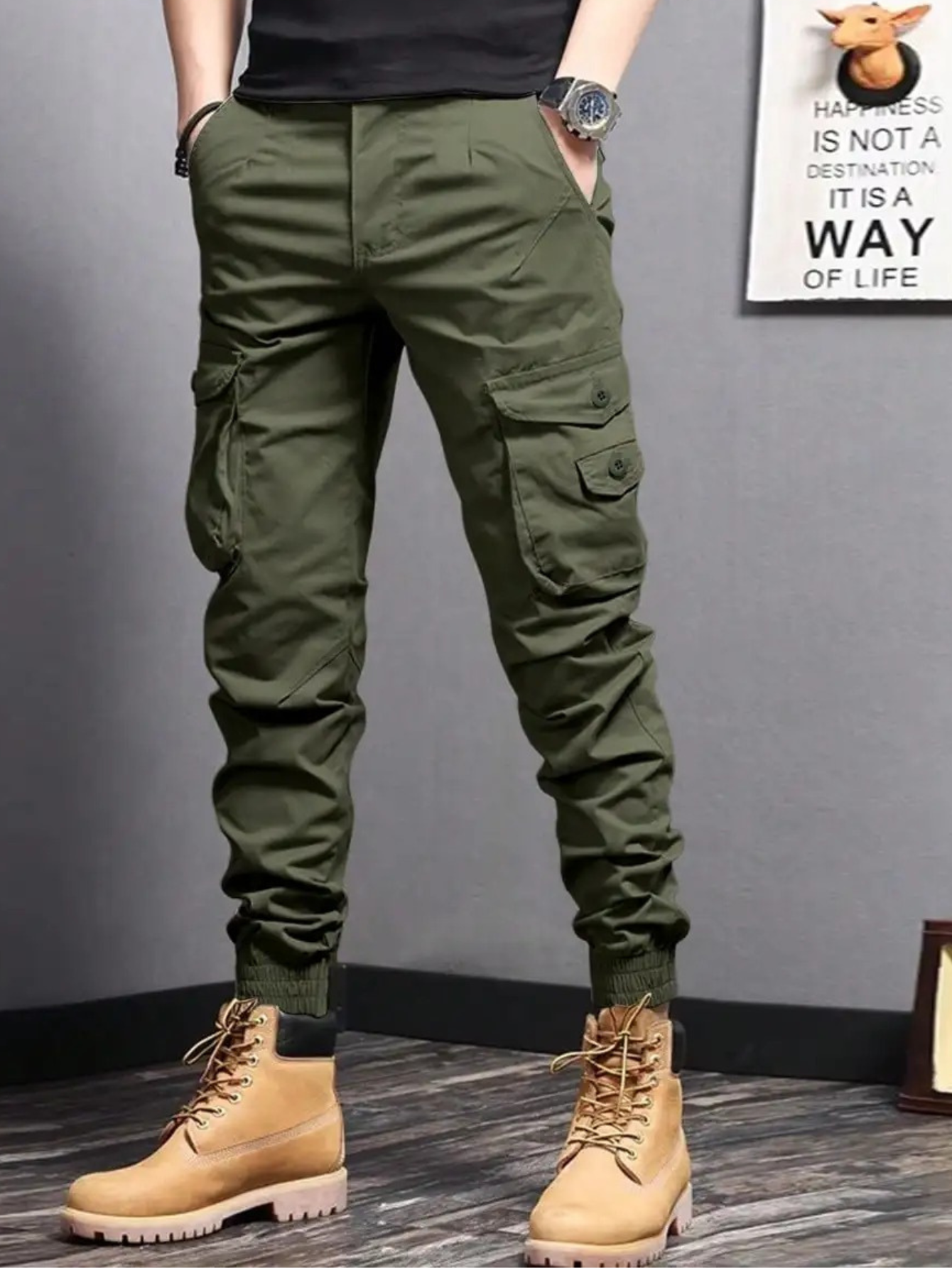 Mens Cargo Pants | Tapered Fit Wide Leg-22