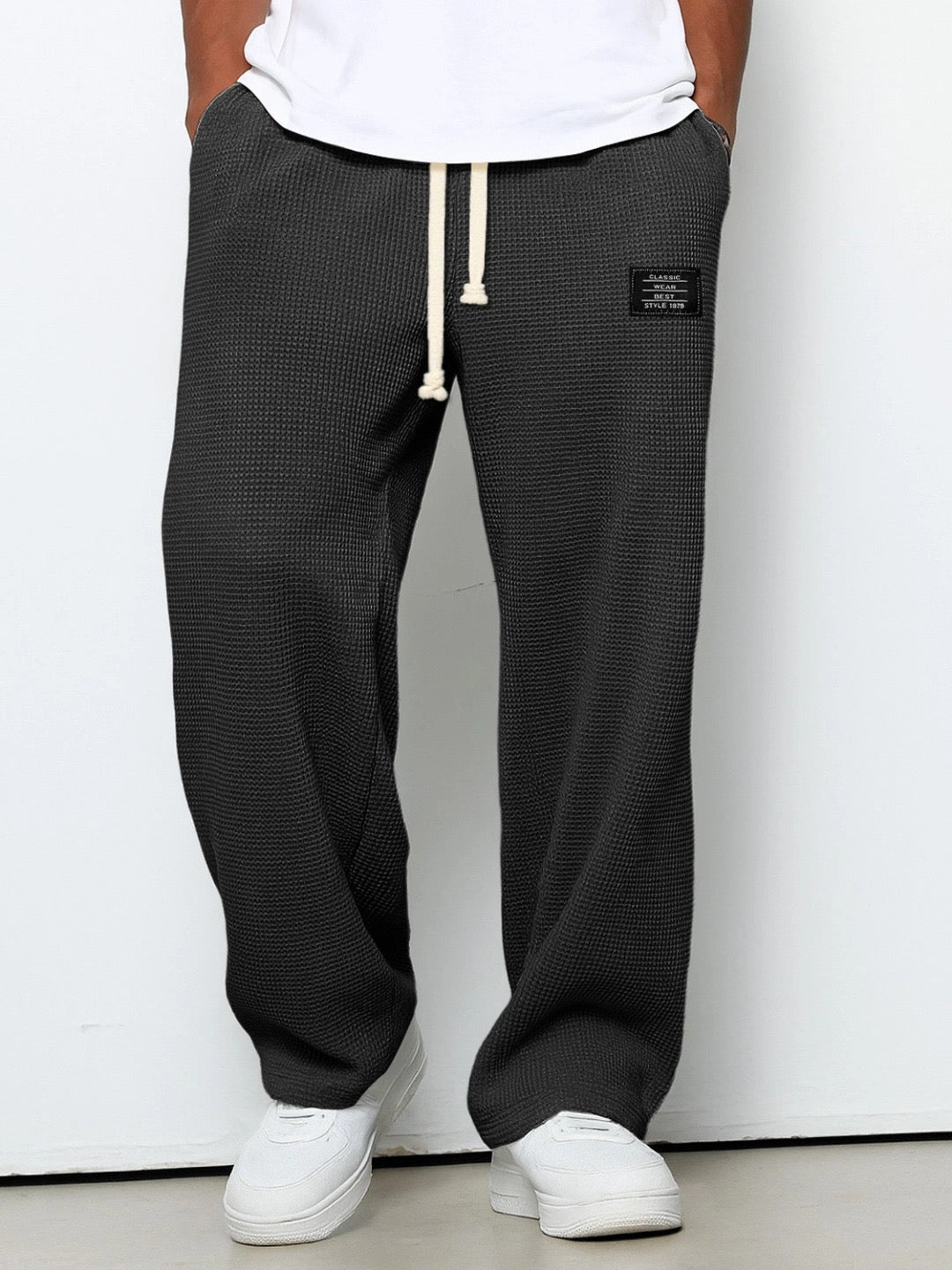 Mens Casual Wide Leg Pants | Drawstring-8