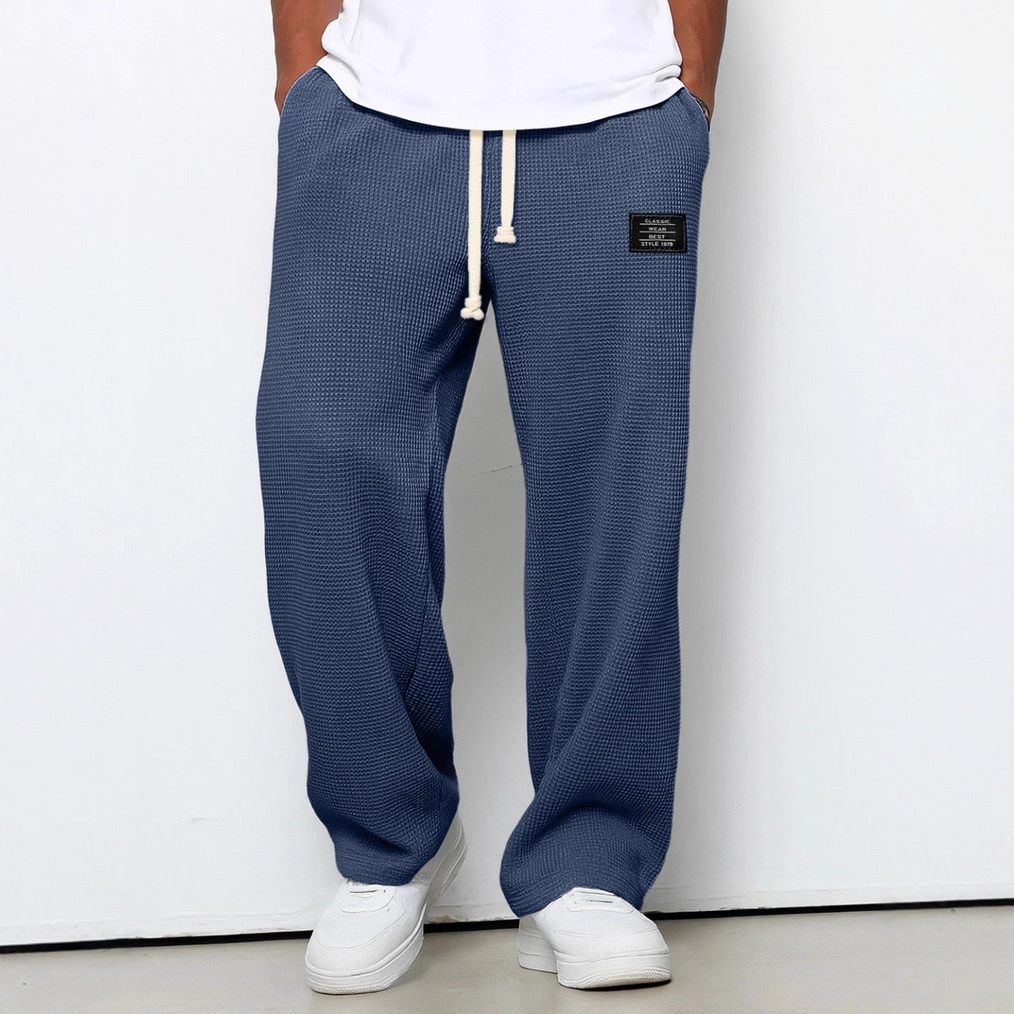 Mens Casual Wide Leg Pants | Drawstring-7