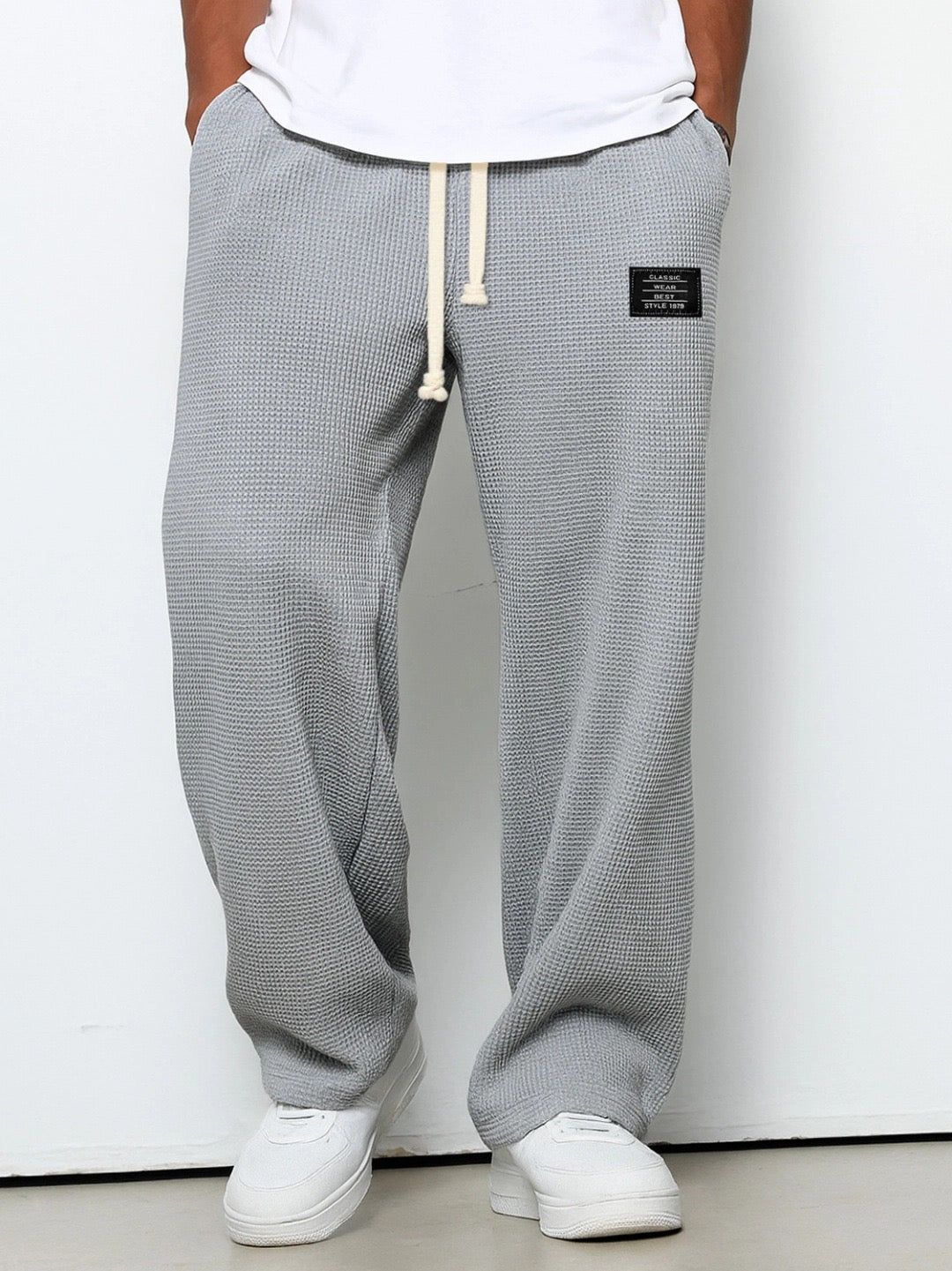Mens Casual Wide Leg Pants | Drawstring-4
