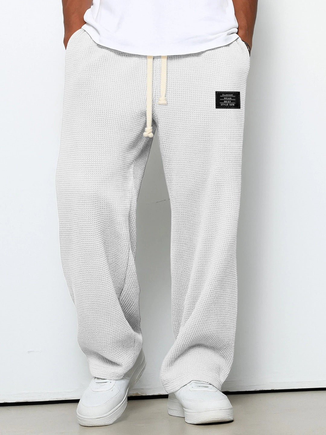 Mens Casual Wide Leg Pants | Drawstring-3