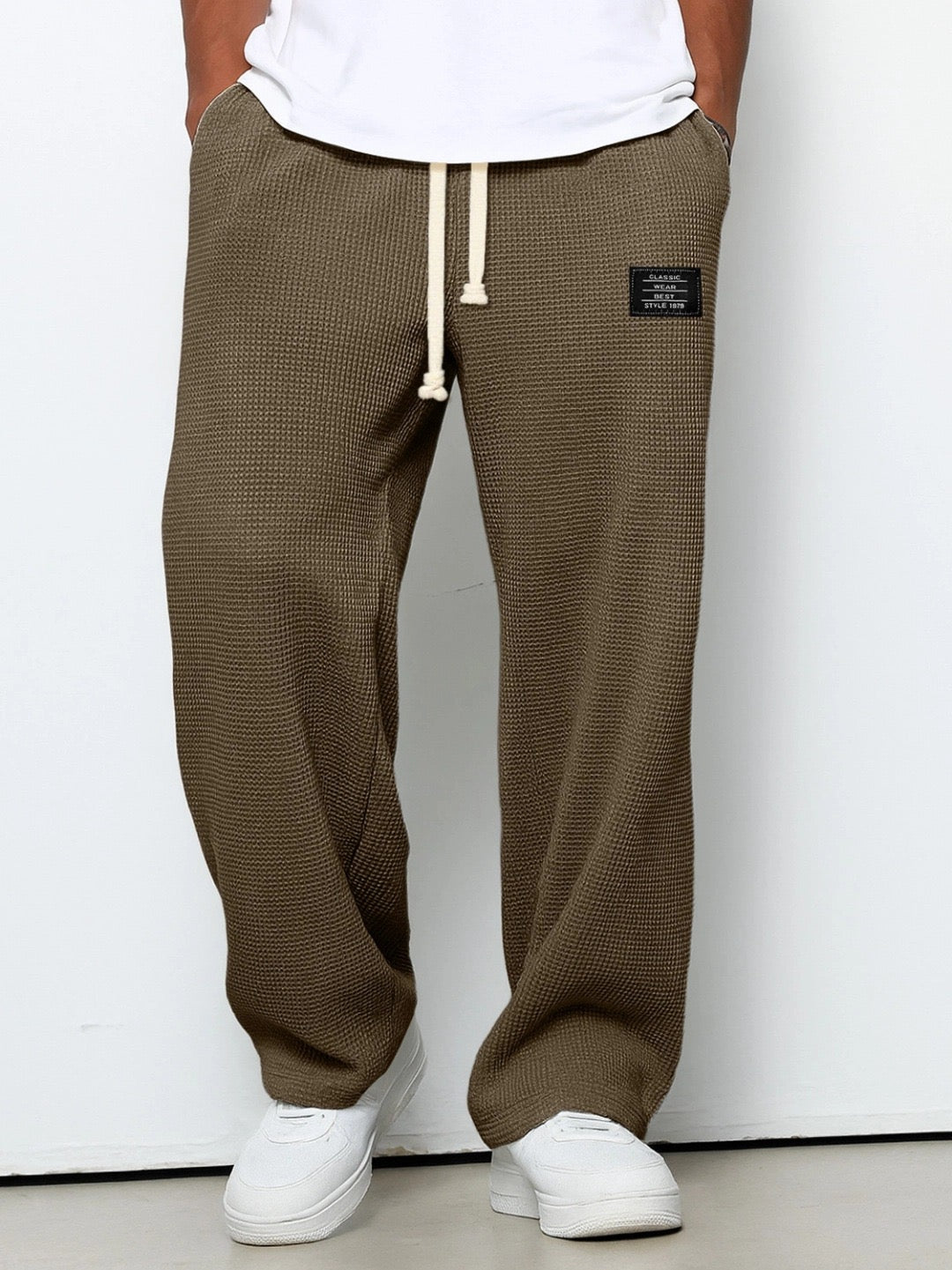 Mens Casual Wide Leg Pants | Drawstring-9