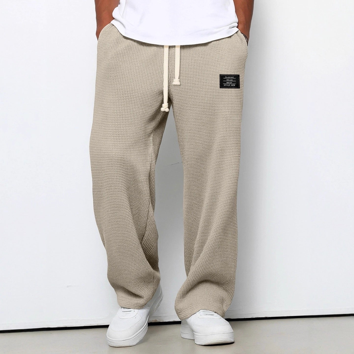 Mens Casual Wide Leg Pants | Drawstring-5