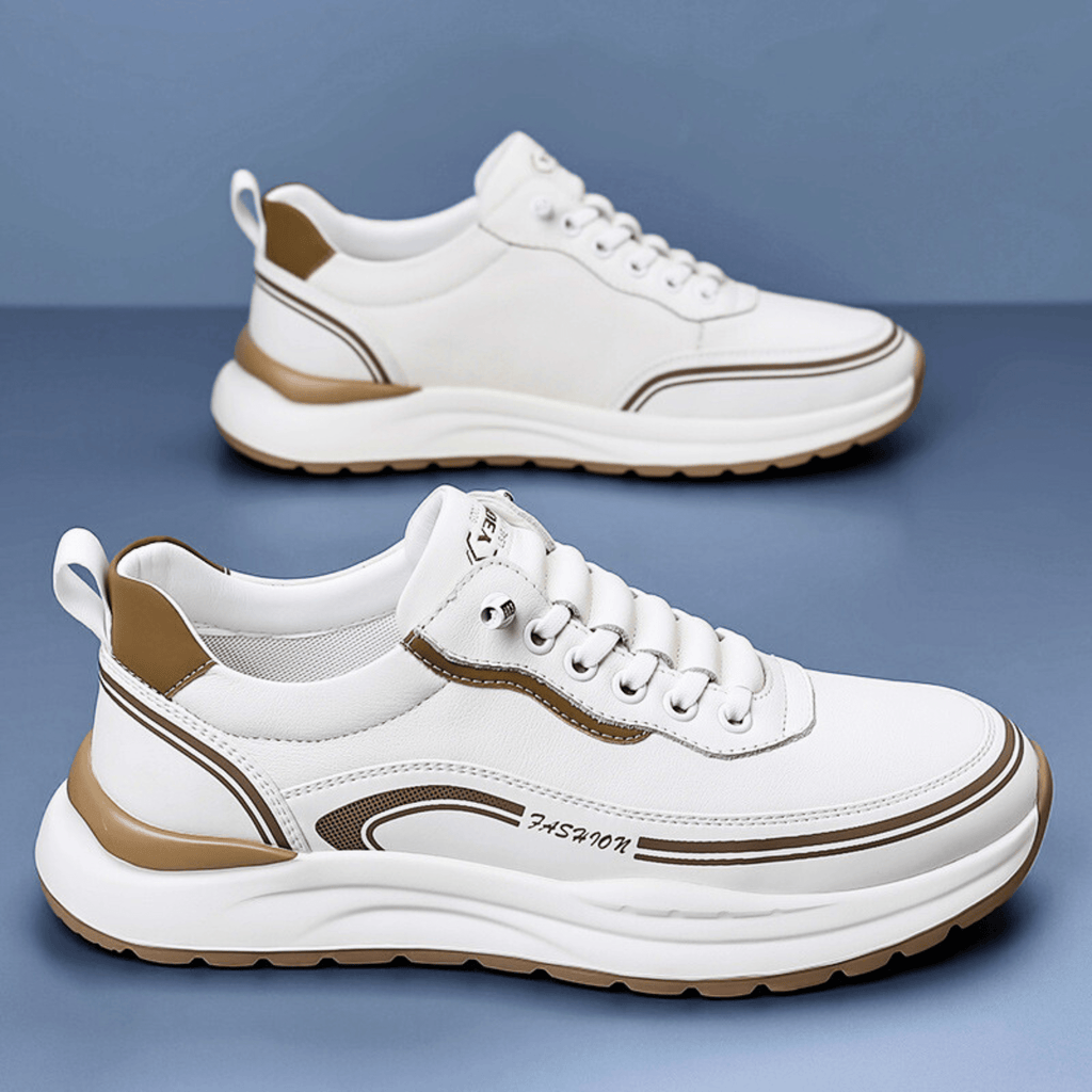 Mens Casual Sneaker | Black Beige Platform-7