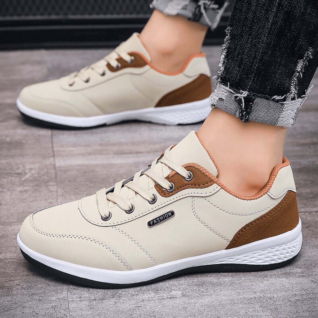 Women's Casual Sneaker | Lace-Up White Brown-5