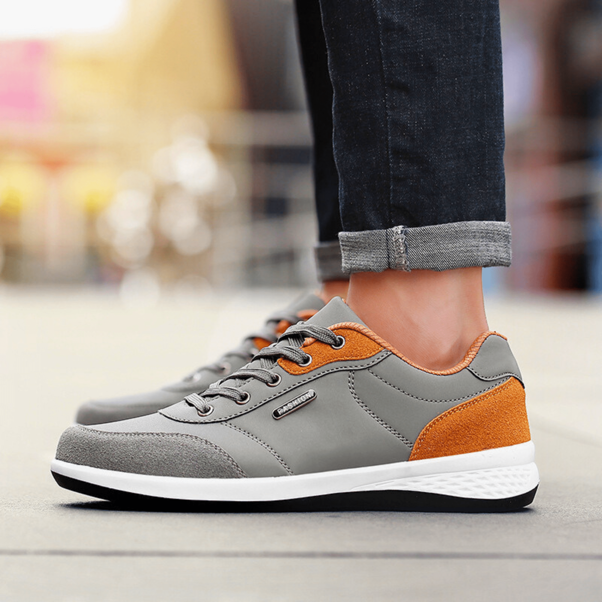 Women's Casual Sneaker | Lace-Up White Brown-16