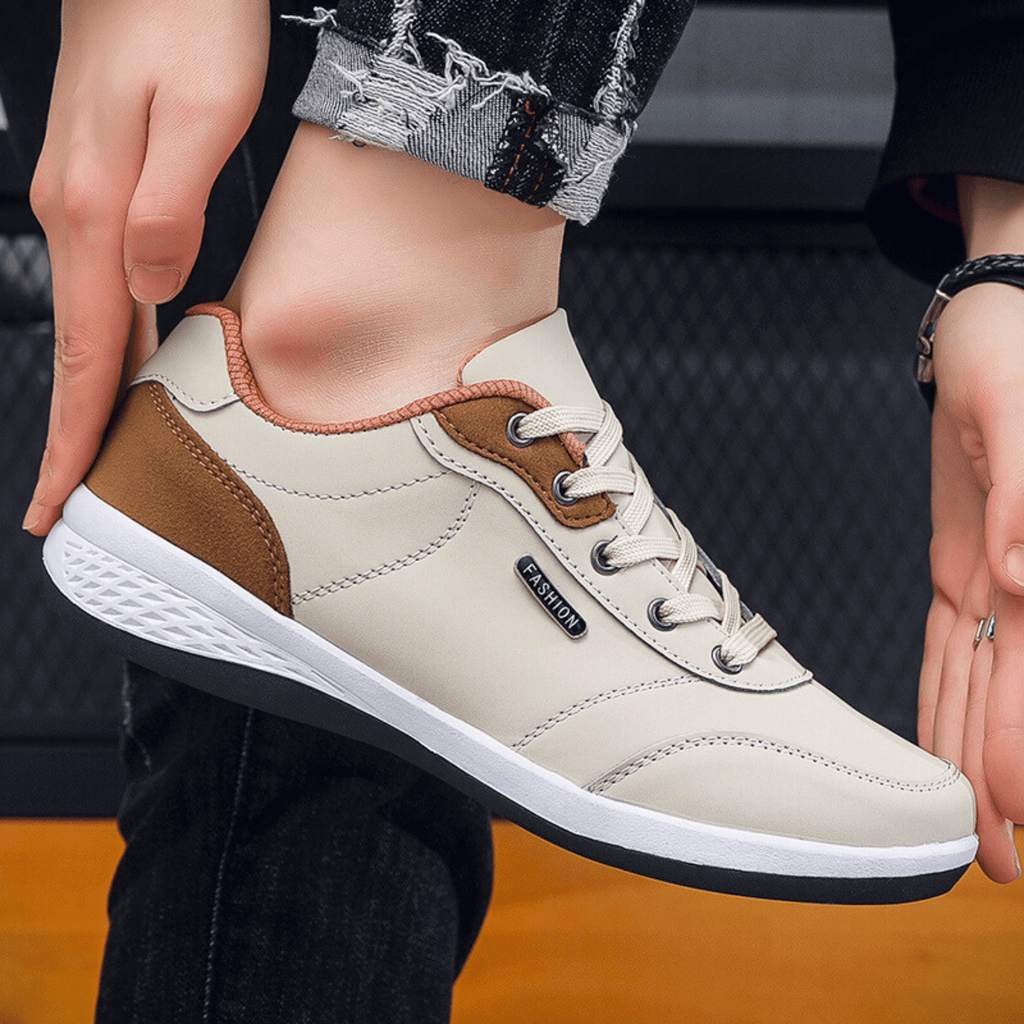 Women's Casual Sneaker | Lace-Up White Brown-7