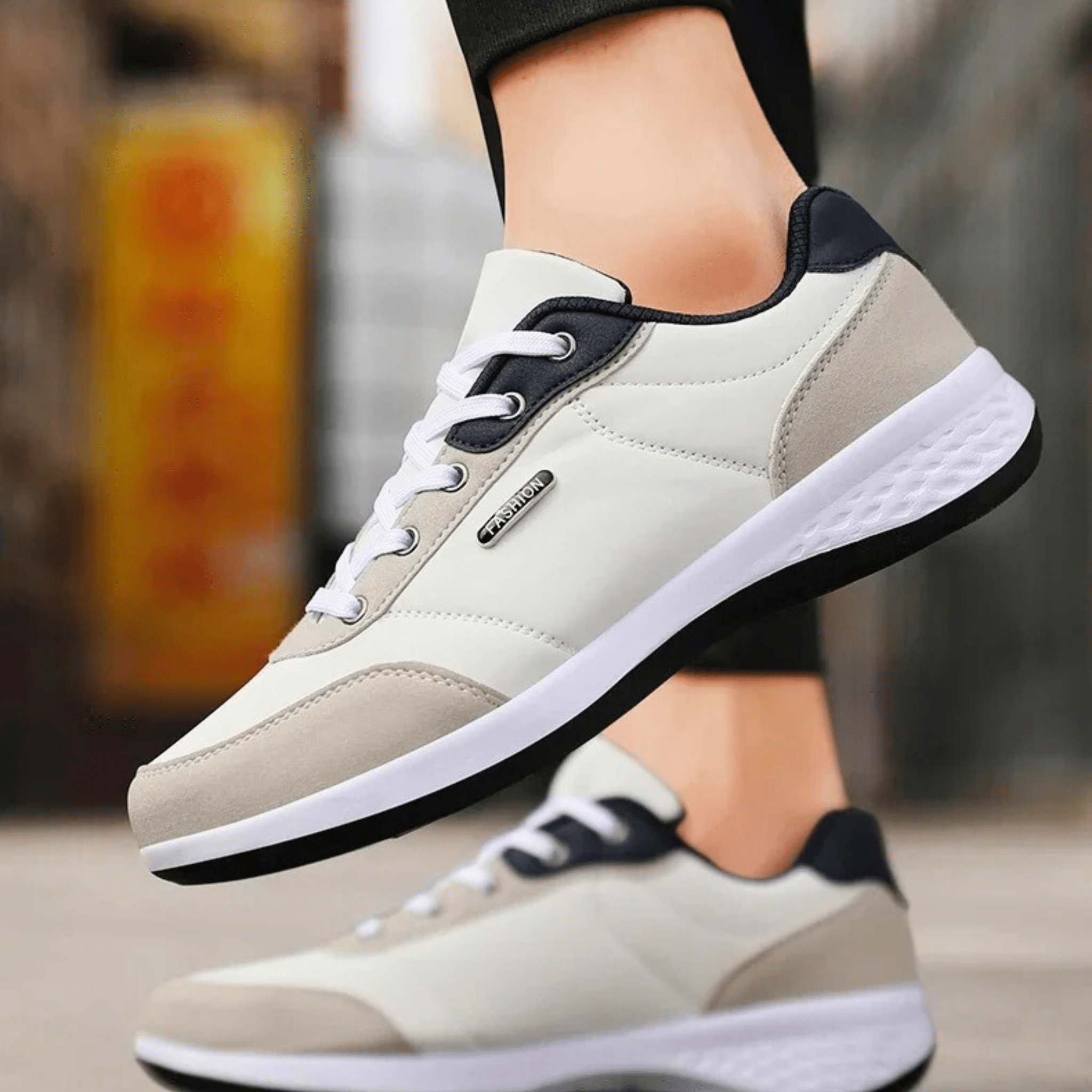 Women's Casual Sneaker | Lace-Up White Brown-10