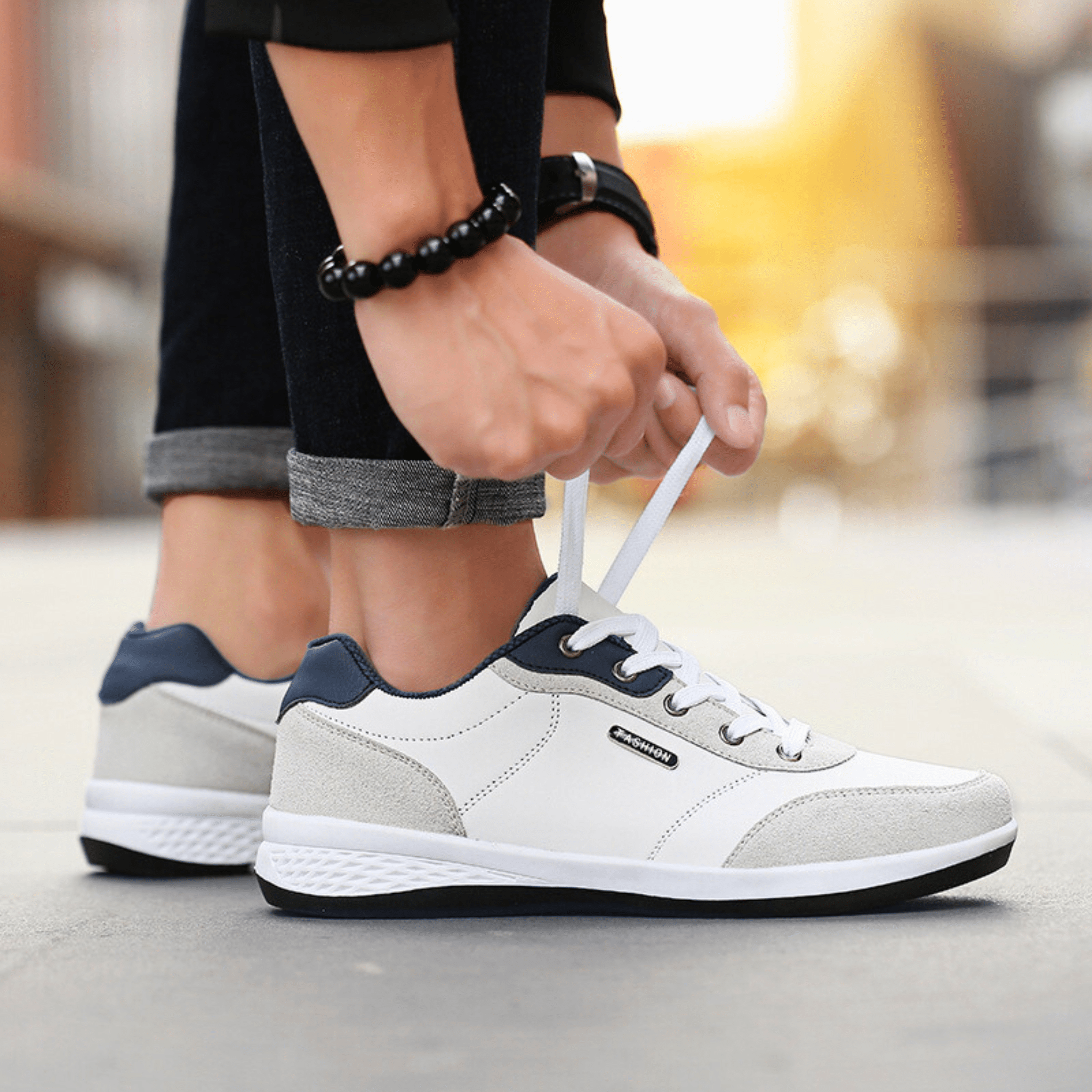 Women's Casual Sneaker | Lace-Up White Brown-9