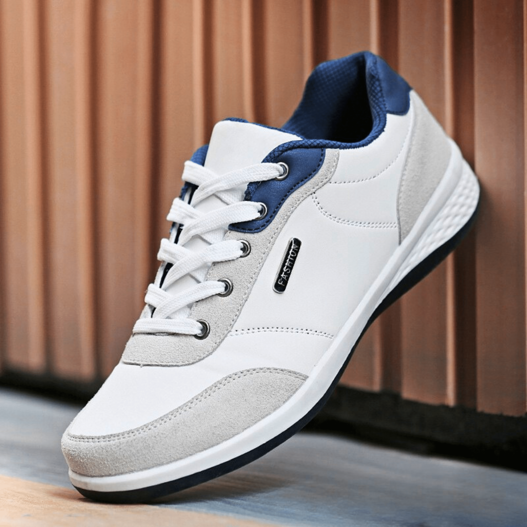 Women's Casual Sneaker | Lace-Up White Brown-2