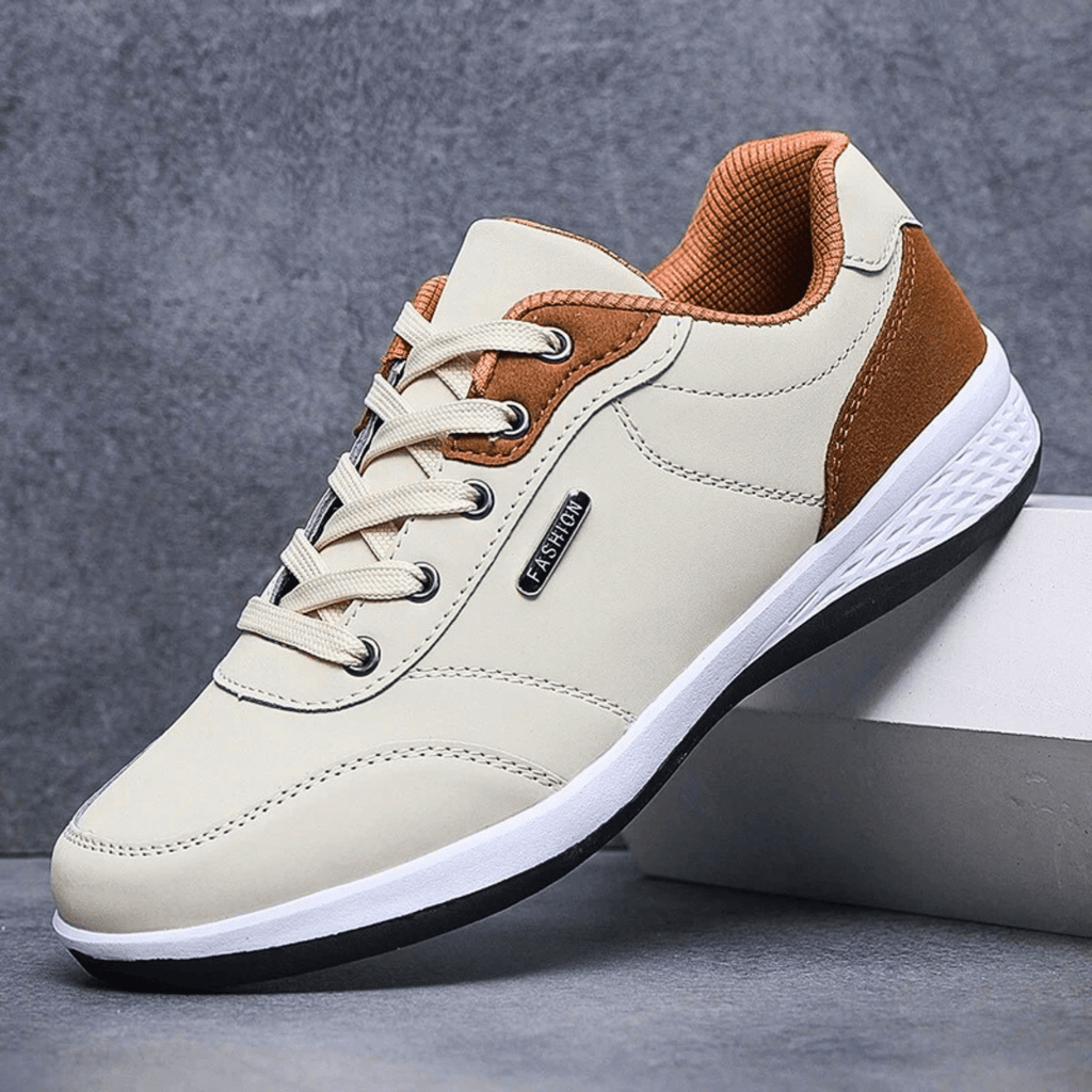Women's Casual Sneaker | Lace-Up White Brown-1