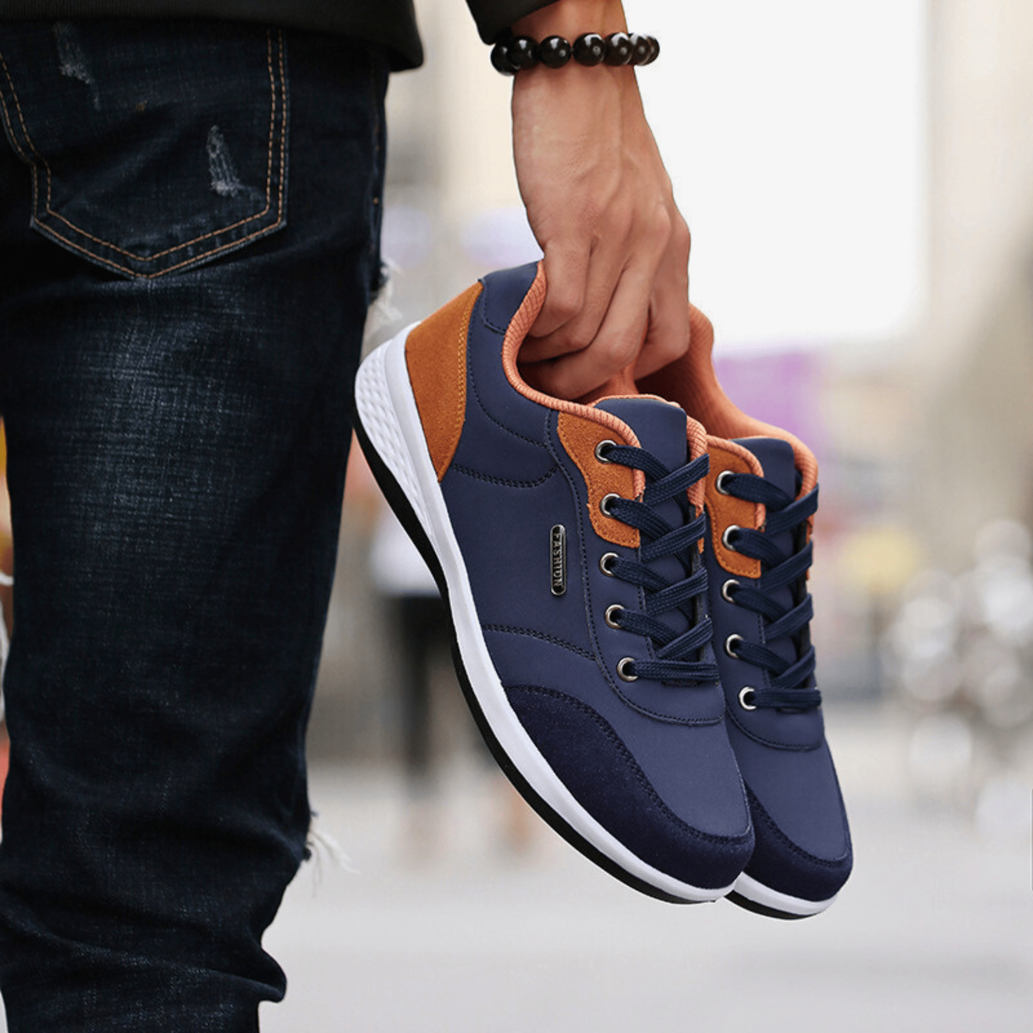 Women's Casual Sneaker | Lace-Up White Brown-12