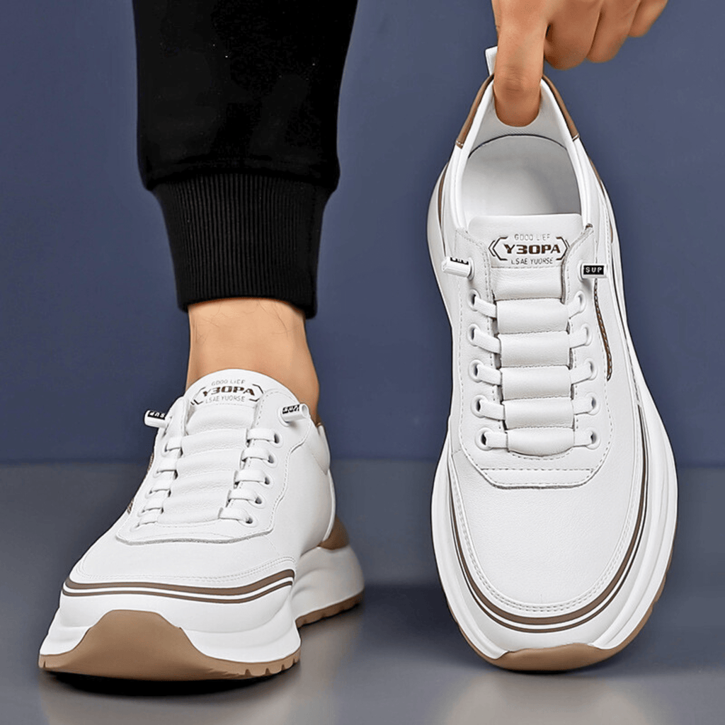 Mens Casual Sneaker | Black Beige Platform-13