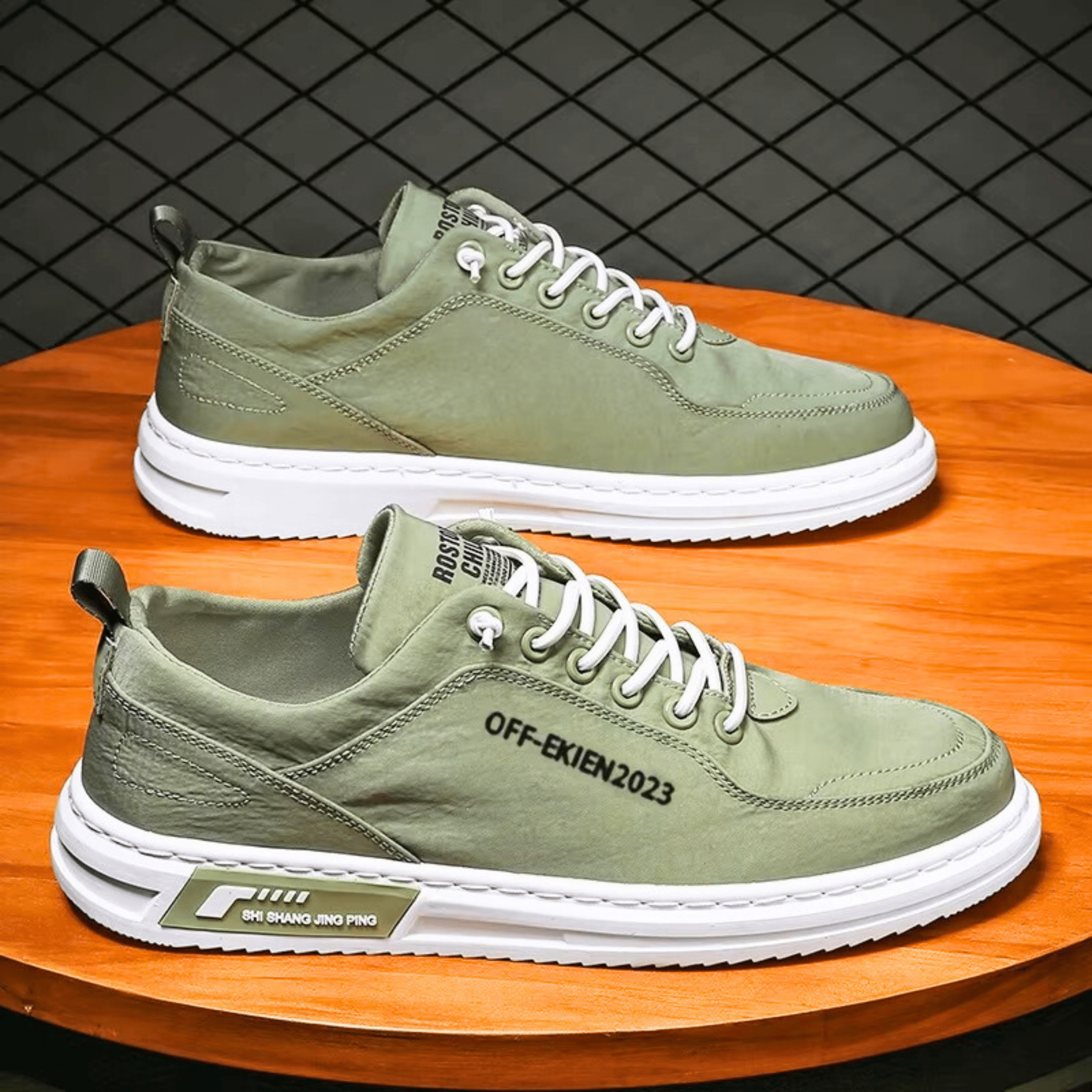 Mens Casual Sneaker | Lace-Up Green-2