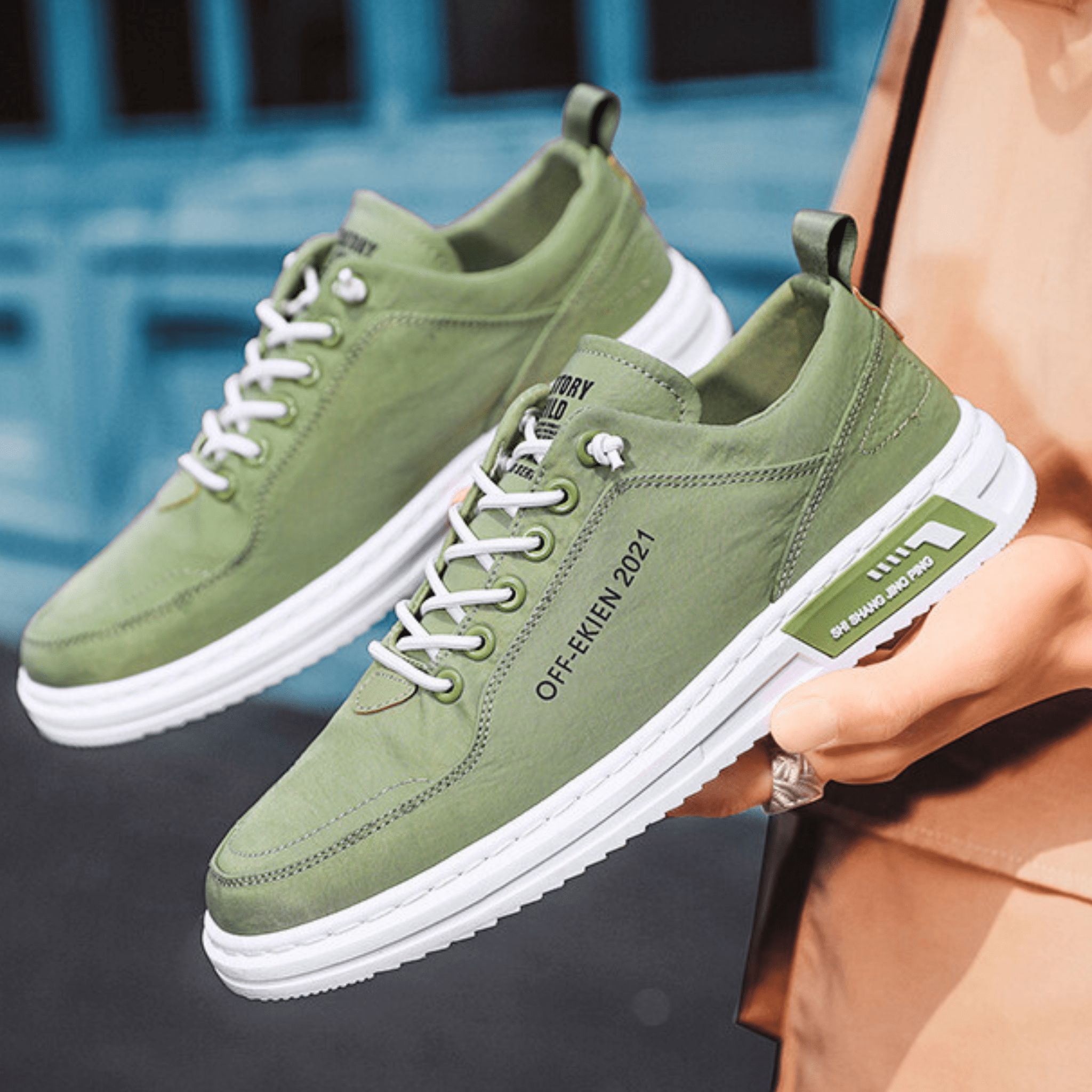 Mens Casual Sneaker | Lace-Up Green-11