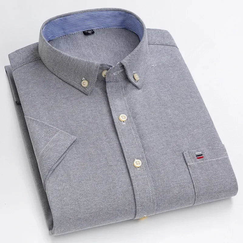 Mens Striped Short Sleeve Shirt | Casual-12