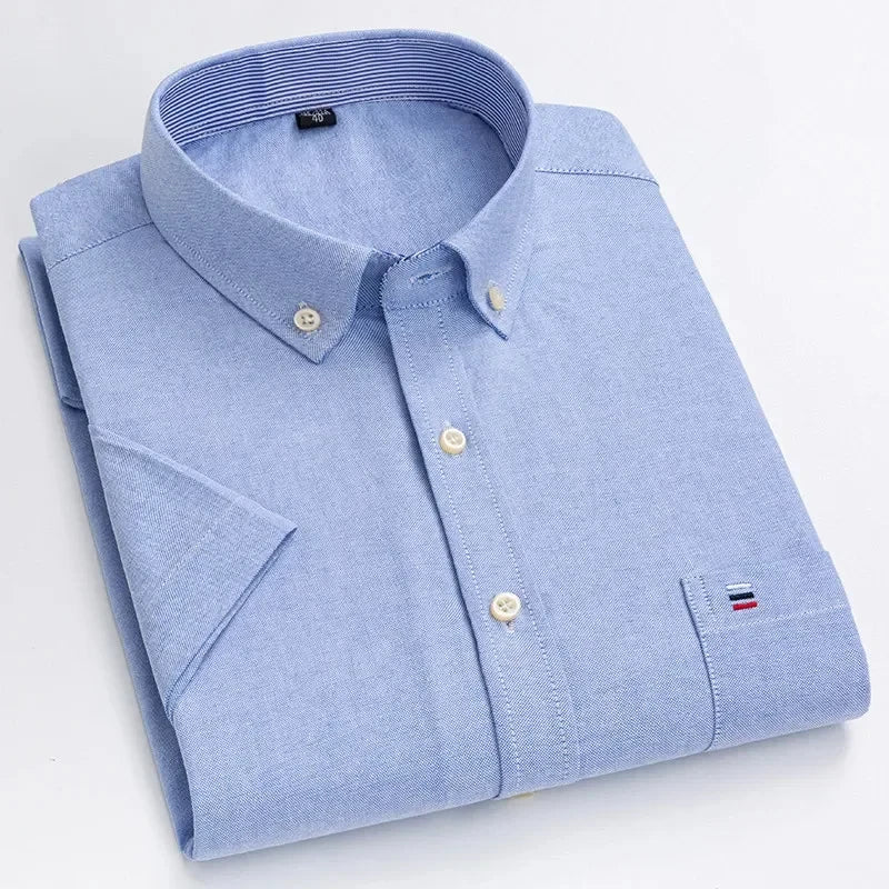 Mens Striped Short Sleeve Shirt | Casual-11