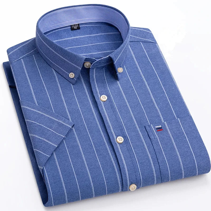Mens Striped Short Sleeve Shirt | Casual-4