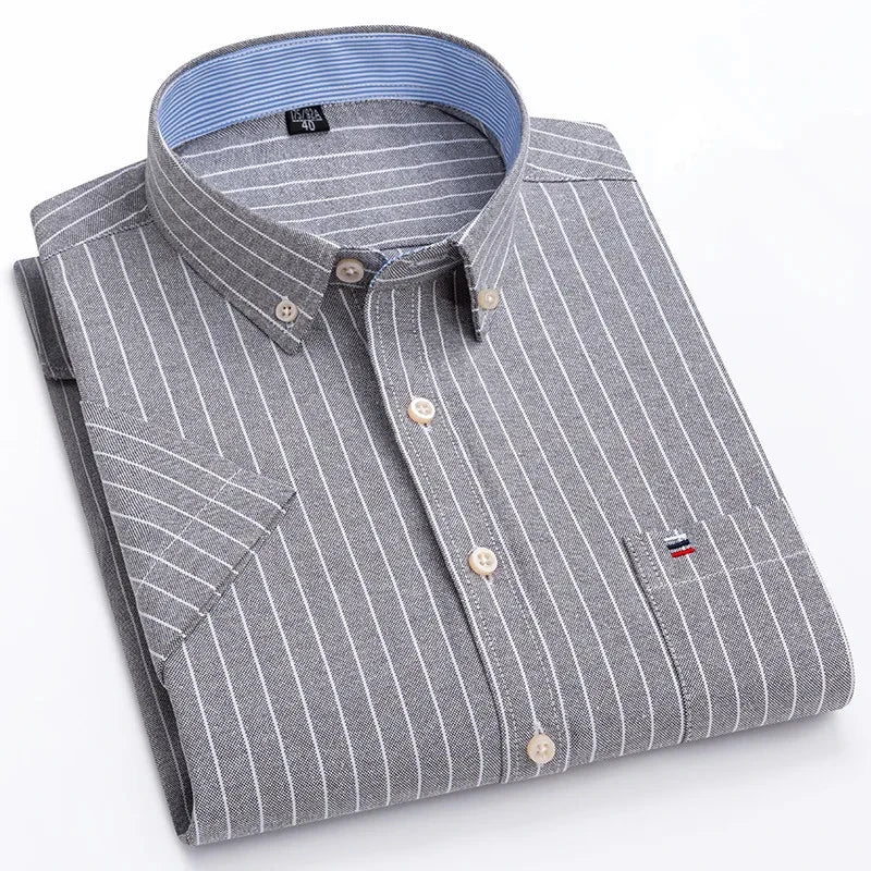 Mens Striped Short Sleeve Shirt | Casual-8